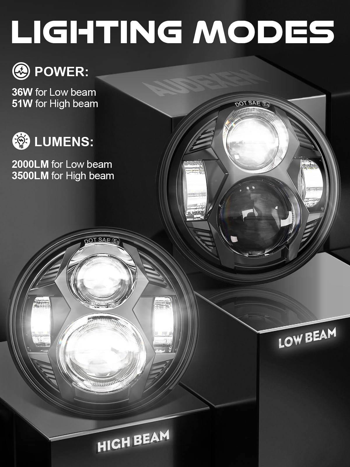 Amazon.co.jp: 5.75インチ ラウンド LED ヘッドライト 51W 5-3/4インチ