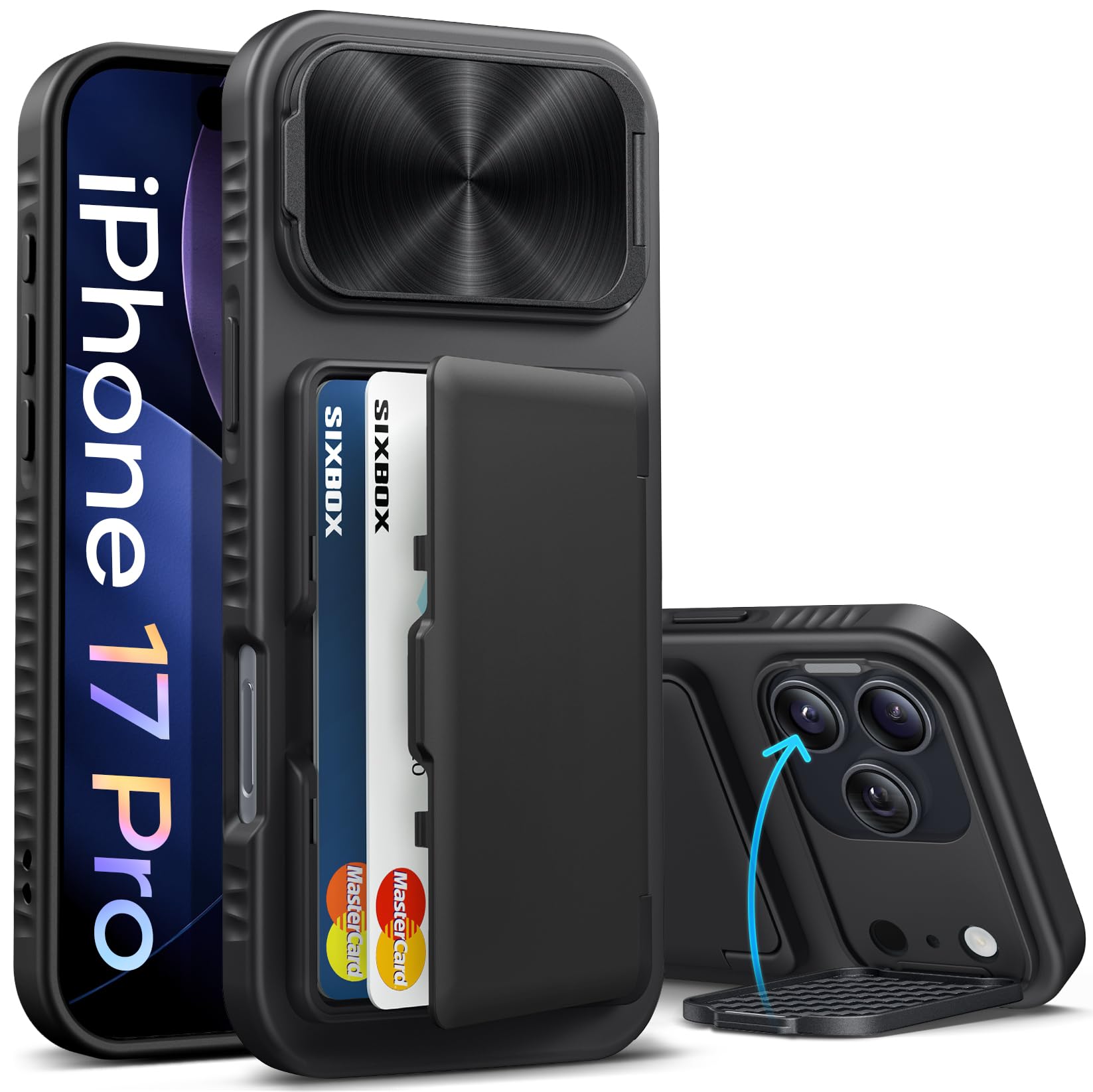 Amazon.com: SIXBOX for iPhone 17 Pro Case Wallet, Built-in Stand