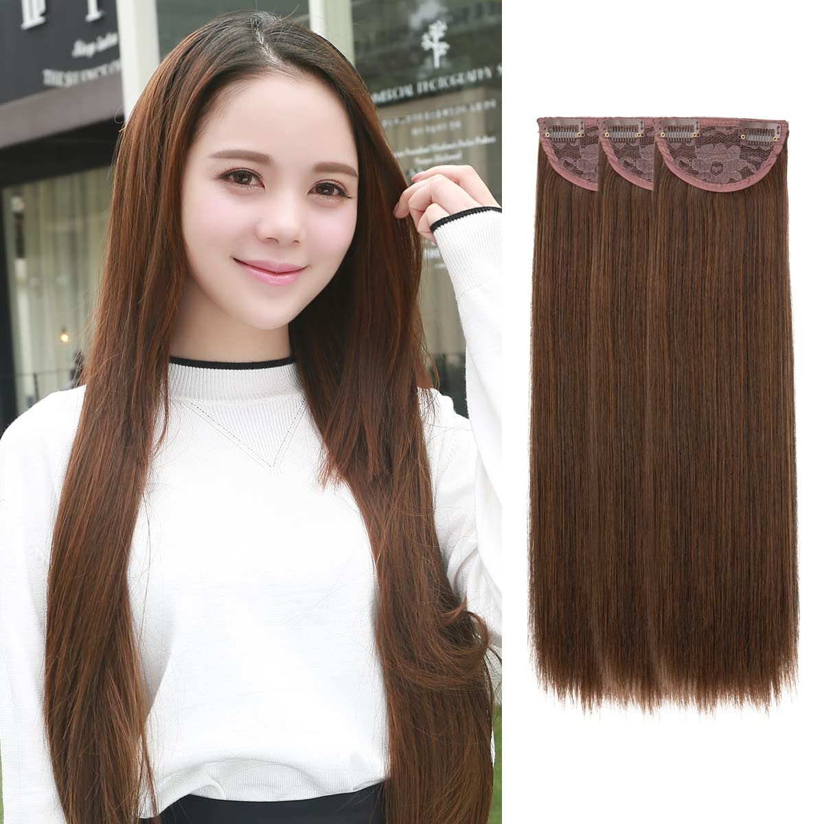 Amazon.co.jp: [SARLA ]エクステ 襟足ウィッグ ストレート ロング (3枚