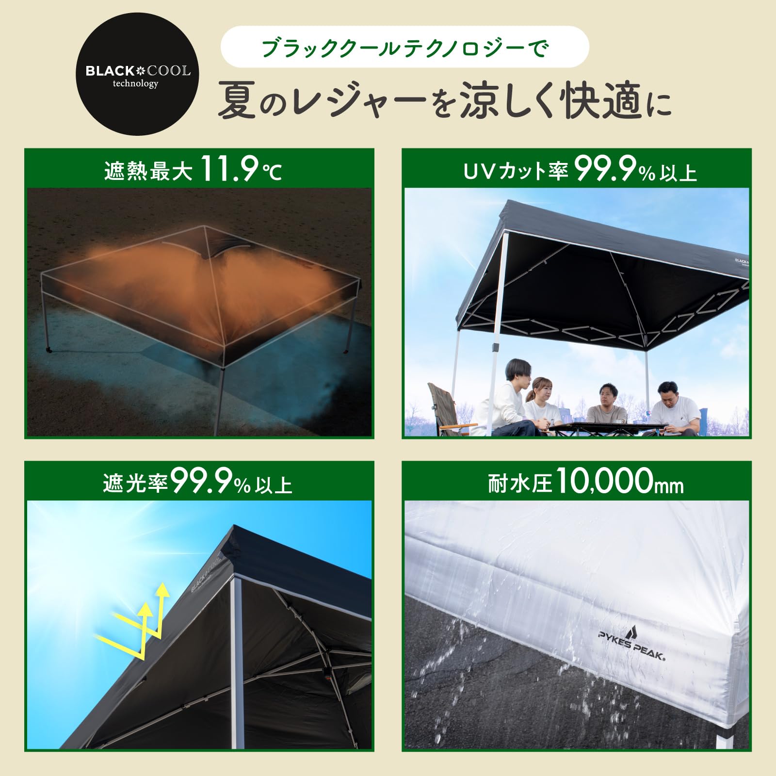 Amazon | PYKES PEAK (パイクスピーク) ワンタッチ タープテント 2m×2m