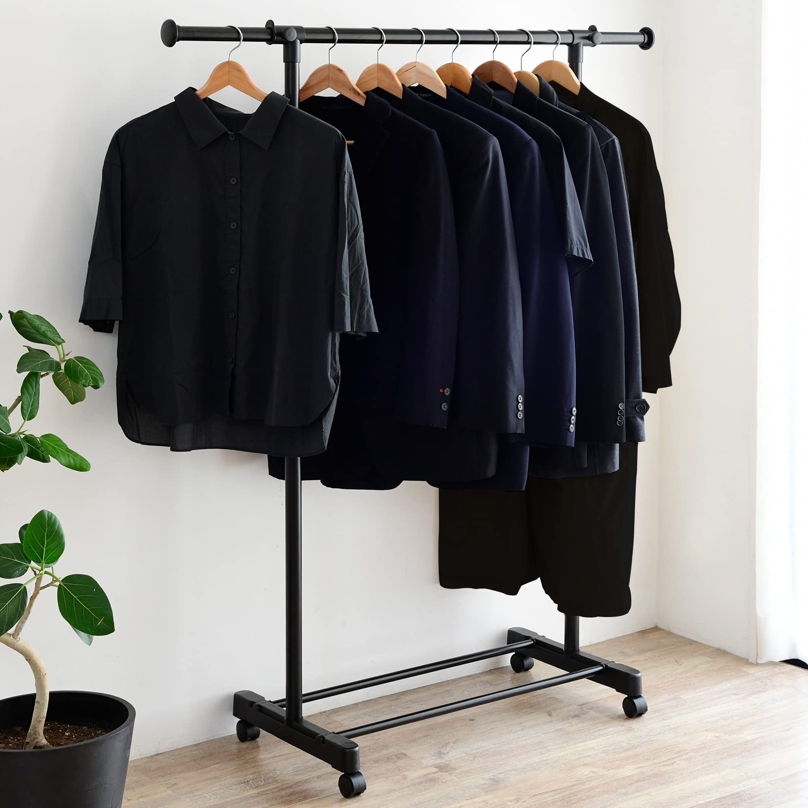 Amazon｜山善(YAMAZEN) ハンガーラック (パイプハンガー) キャスター