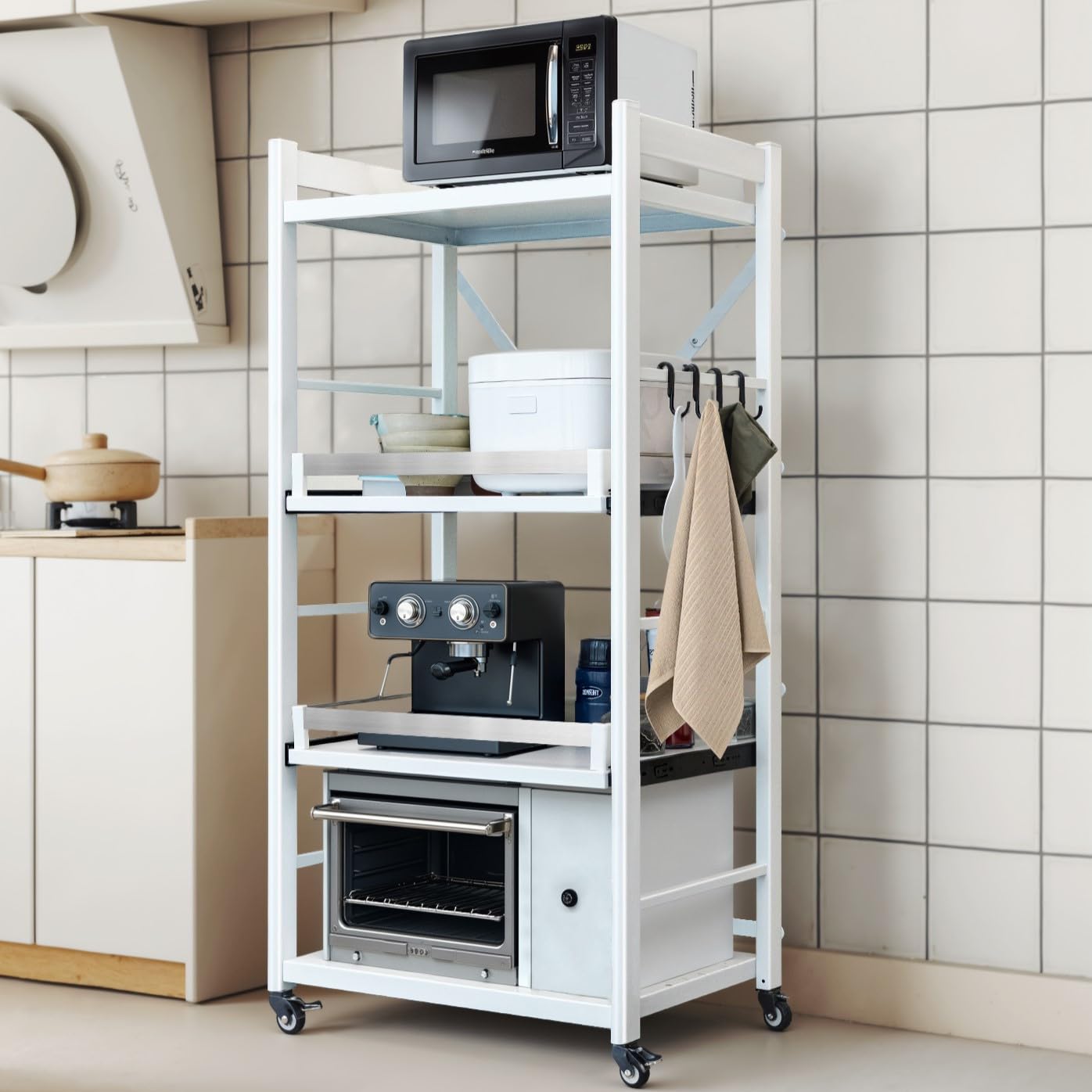 Amazon.co.jp: 【全開スライド棚板・15分簡単組立】FaitLux キッチン