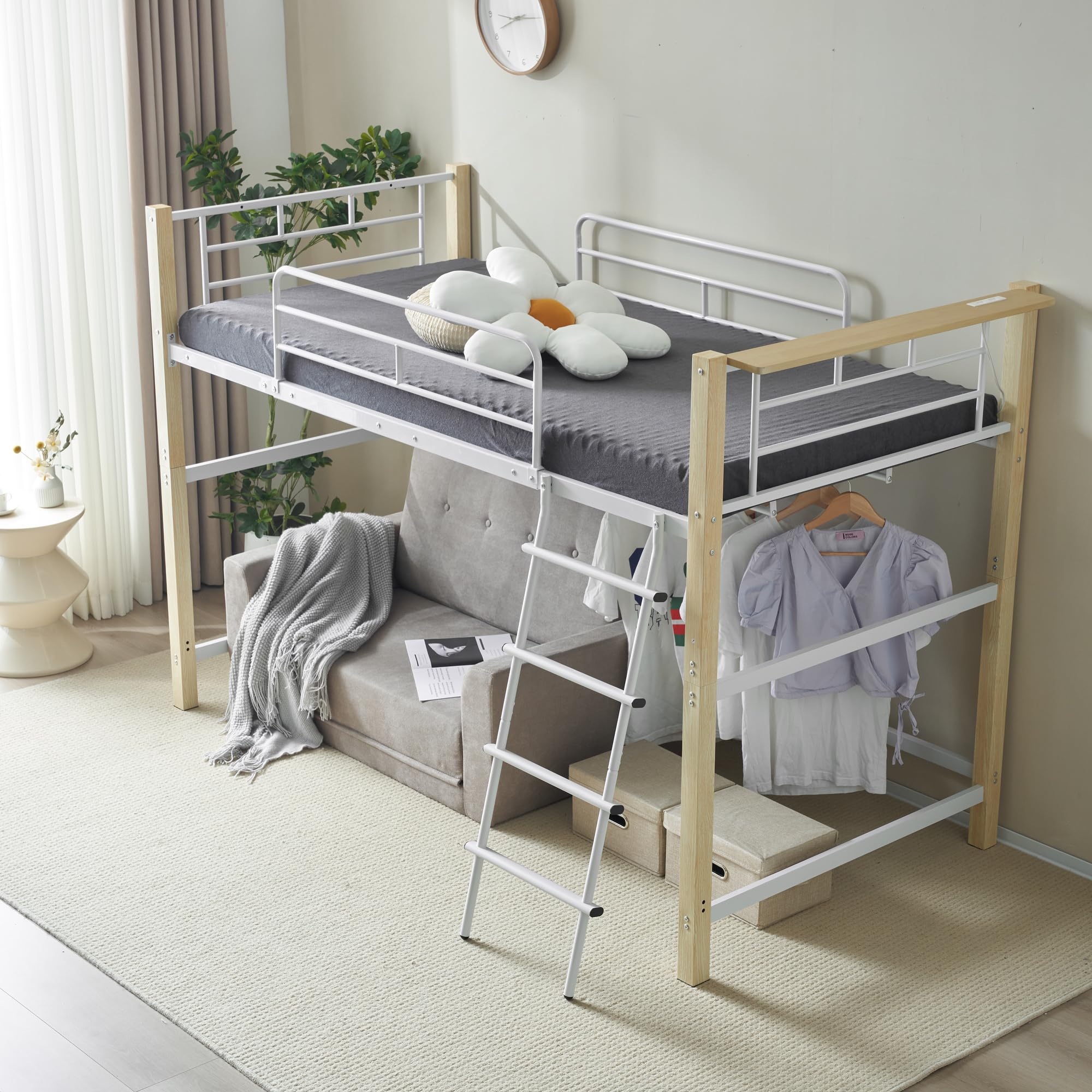 Amazon｜ロフトベッド パイプベッド シングル 耐荷重150kg 高さ140cm