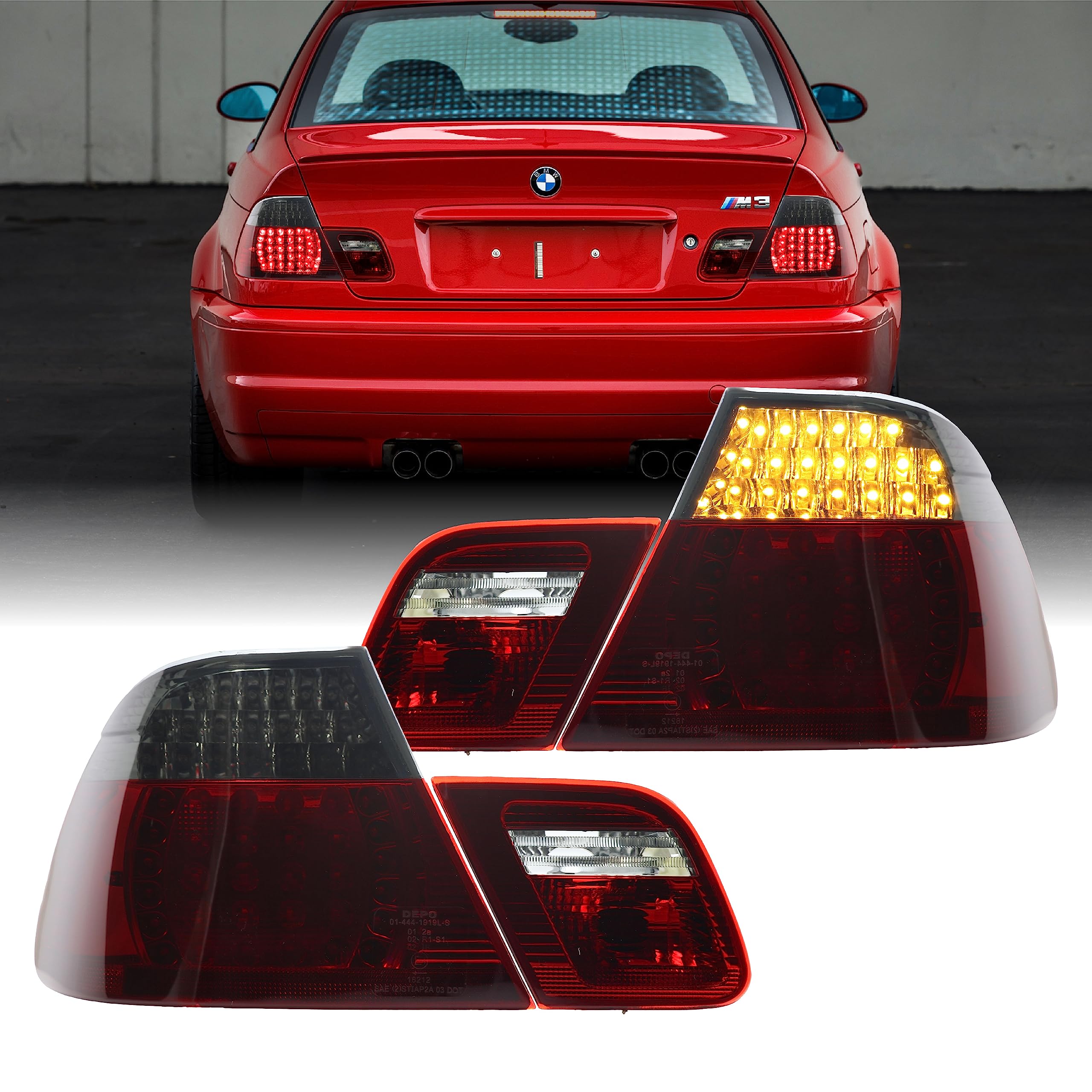 Amazon | DEPO 00-03 E46 2D テールライト - ユーロスタイル スモーク