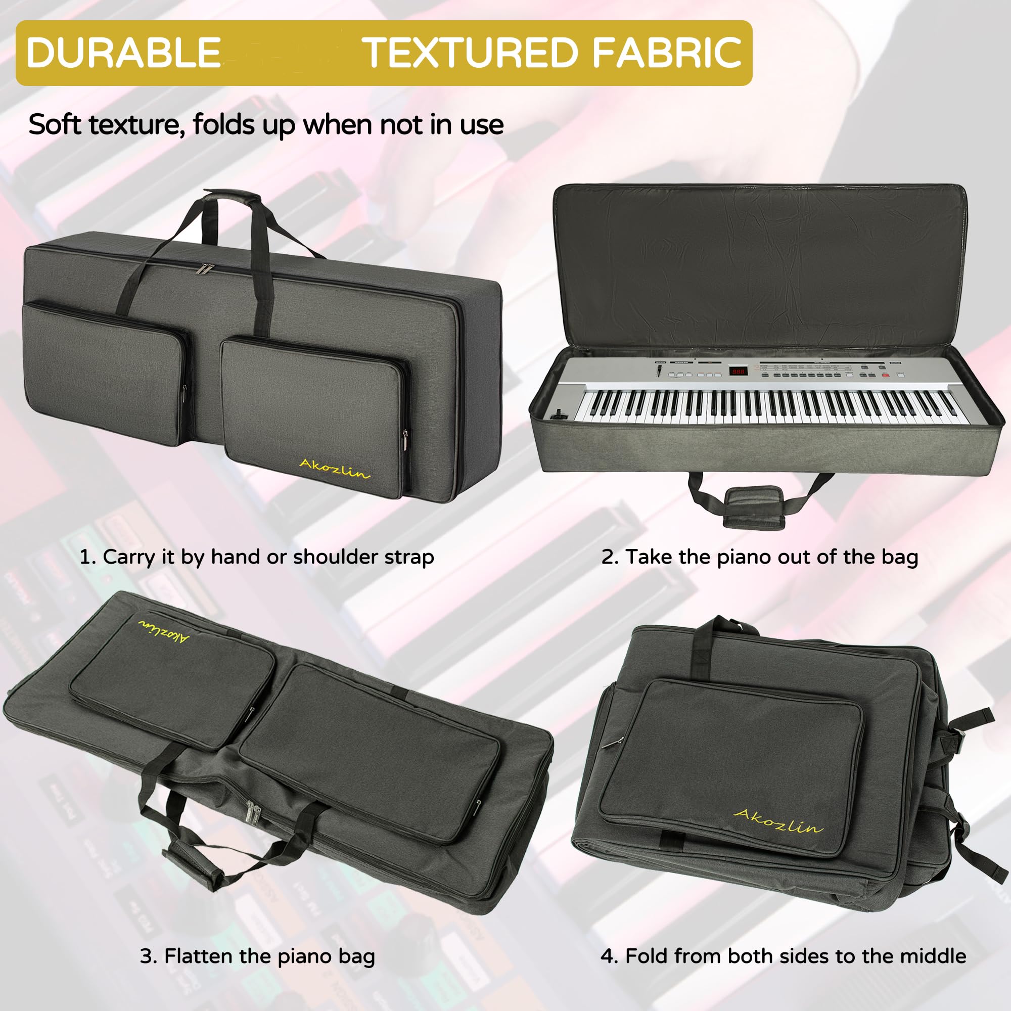 Amazon.com: AKOZLIN 76-Key Padded Keyboard Gig Bag Portable