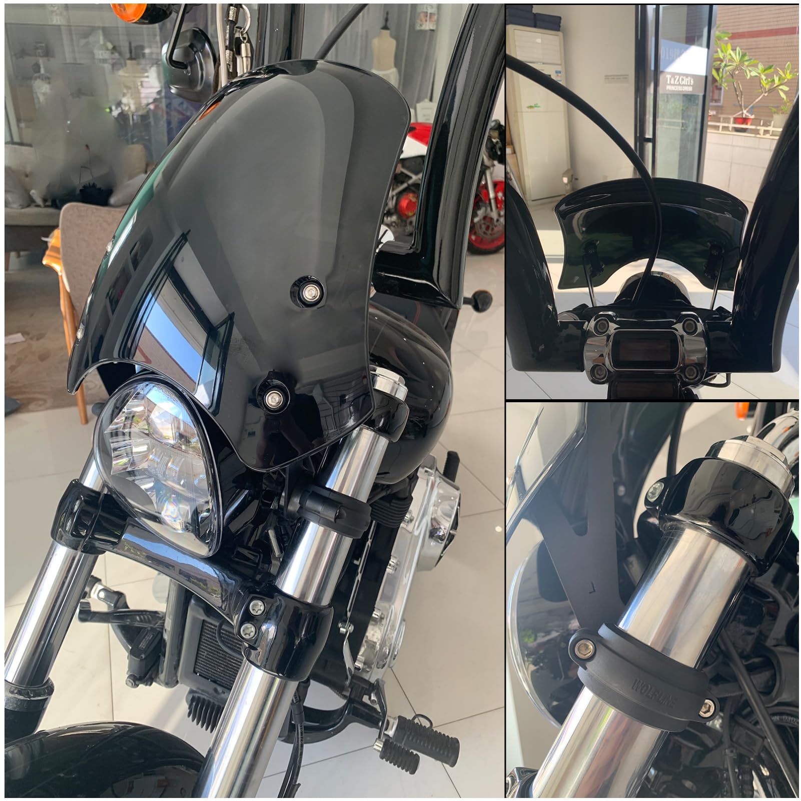 Amazon | ブルース・サメ バイク スクリーン 風防 汎用 適用 ハーレー