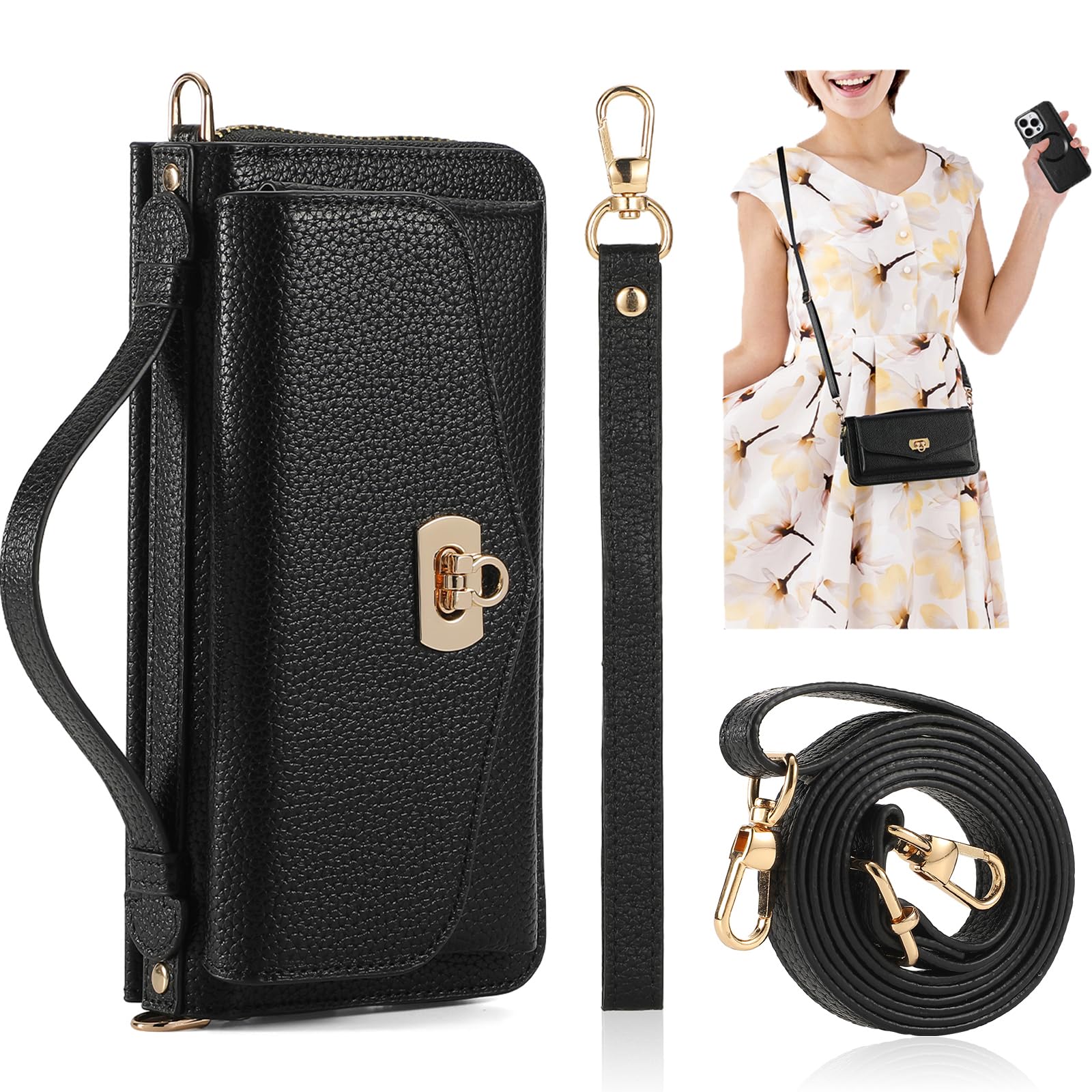 Amazon.com: REEGINCH Crossbody Wallet Case for iPhone 15 Pro Max