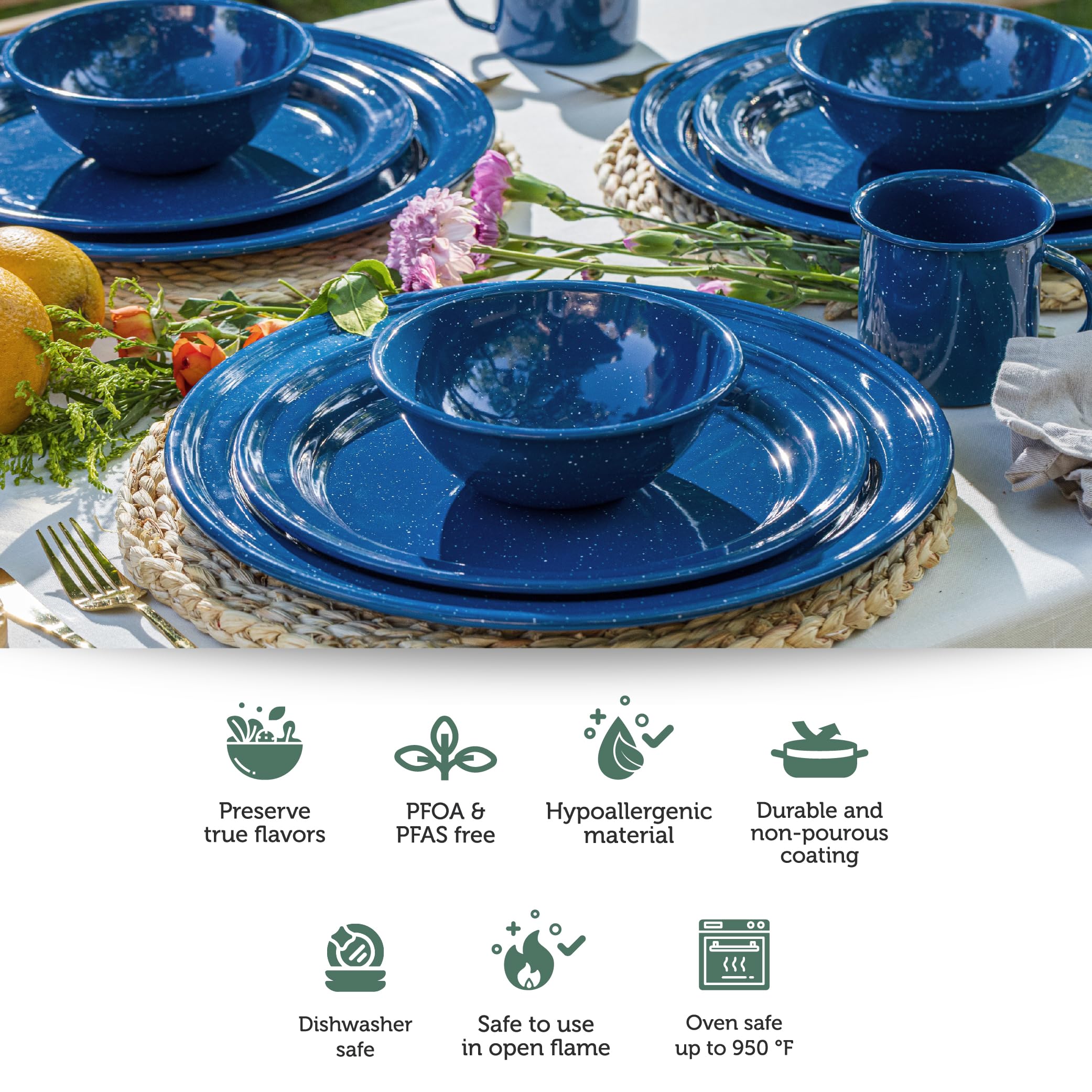 Amazon.co.jp: Cinsa 16ピース エナメルウェア食器セット 4人用 (斑点