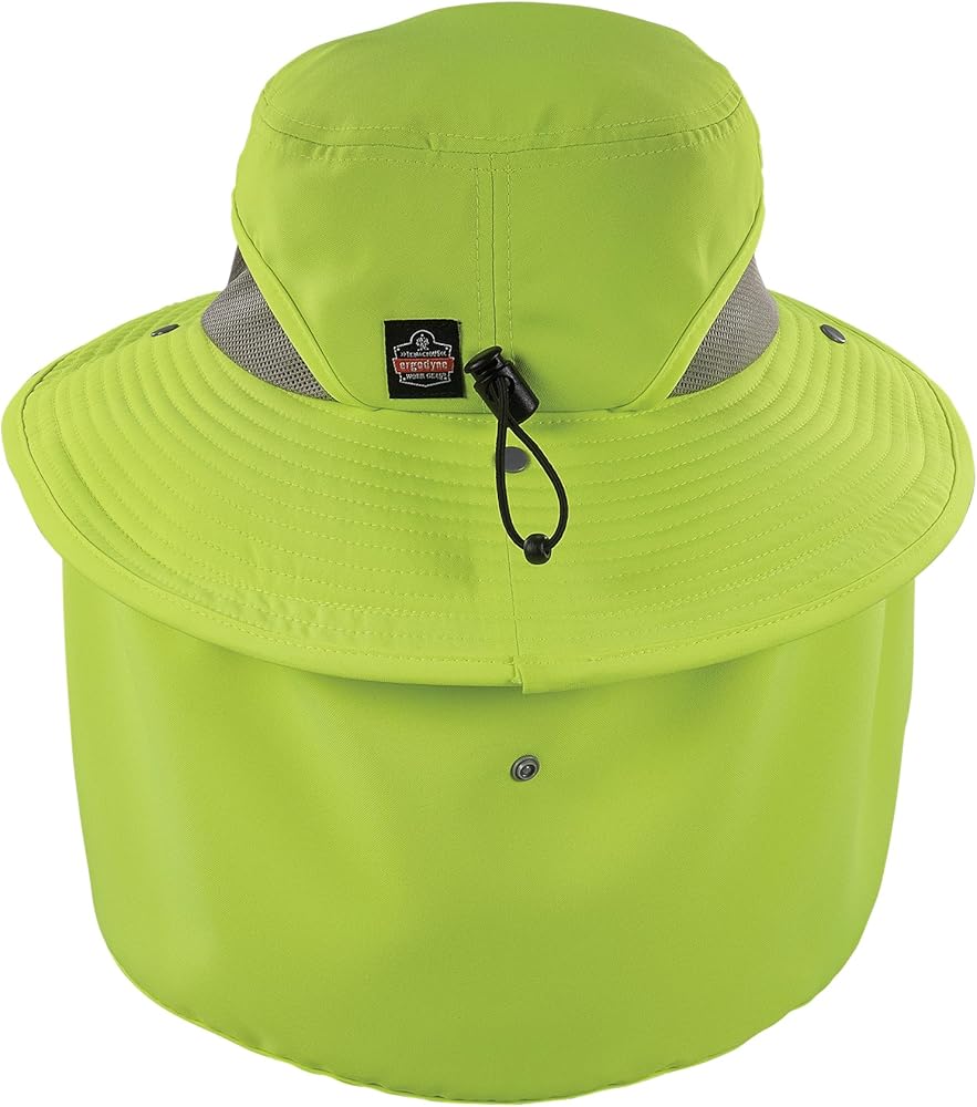 Ergodyne Chill Its 8934 Ranger Hat with Neck Shade, Hi Vis Lime at