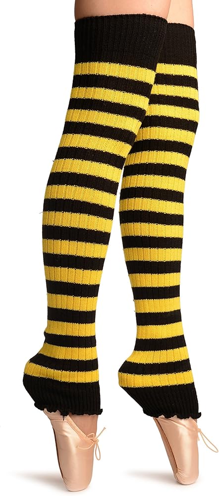 LissKiss Yellow & Black Stripes Dance/Ballet Leg Warmers - Leg