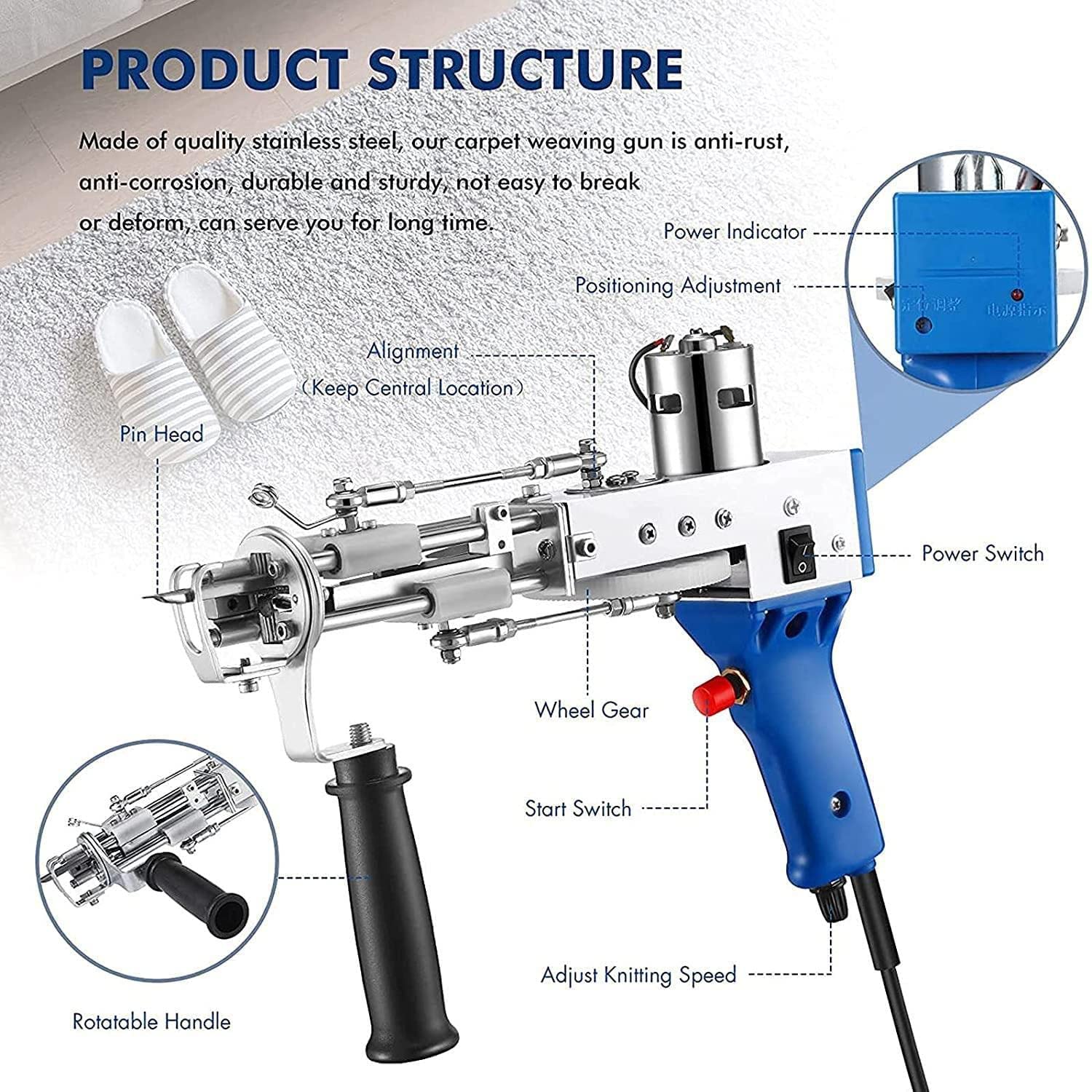 Amazon.co.jp: タフティングガンキット、電気カーペット織りガン、2 in