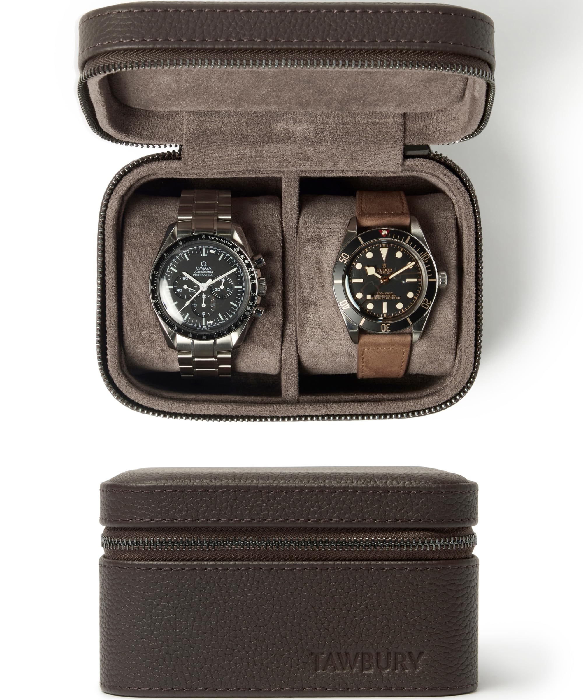 Amazon.com: TAWBURY Watch Case - 2 Slot Genuine Top-Grain Leather