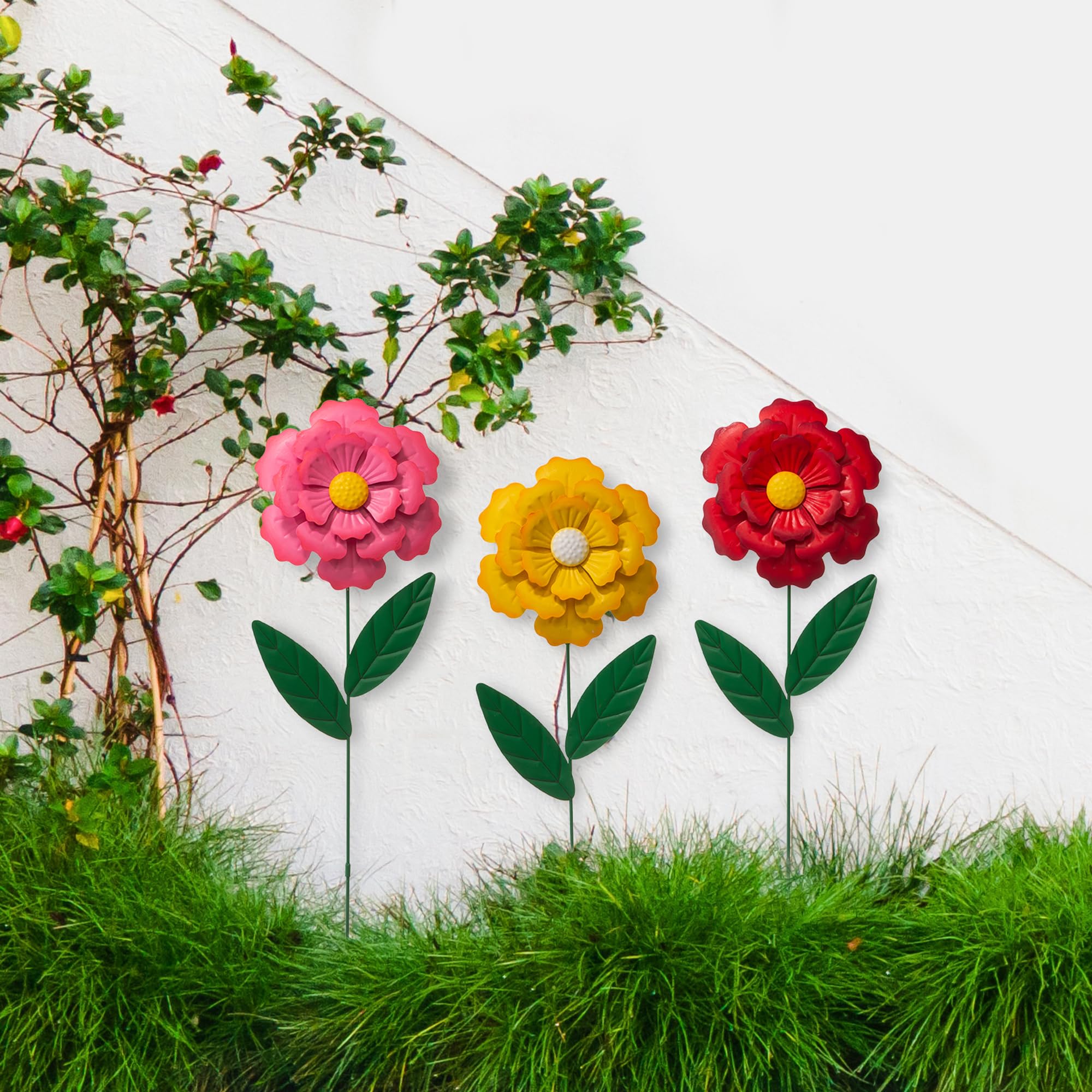 Amazon.com: Glitzhome 3 Set Metal Flower Yard Stake, 39.5