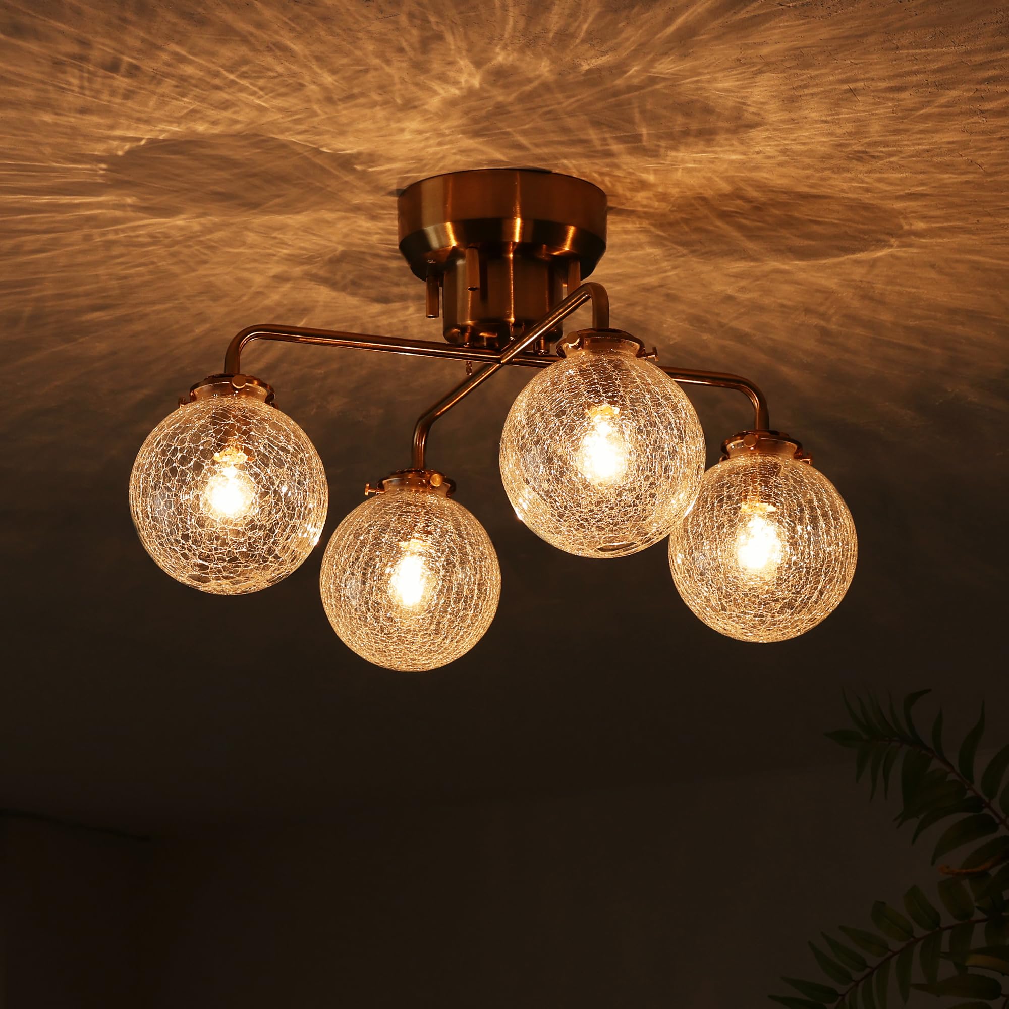 Amazon.co.jp: VENTOTA シーリングライト ゴールドフレーム ガラス 4灯