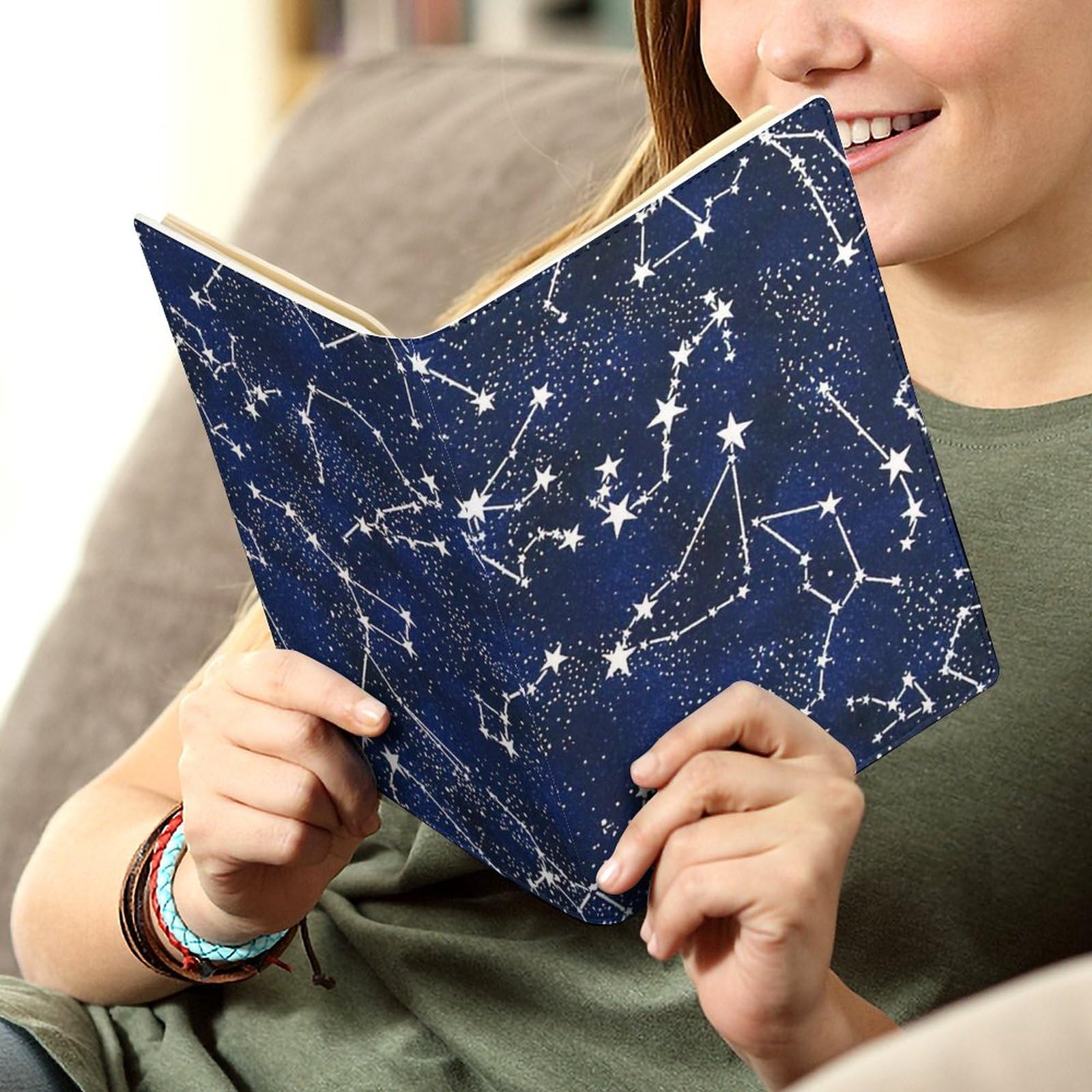 Amazon.co.jp: ブックカバー 星空 星座 文庫 A5 PU レザー 文庫本