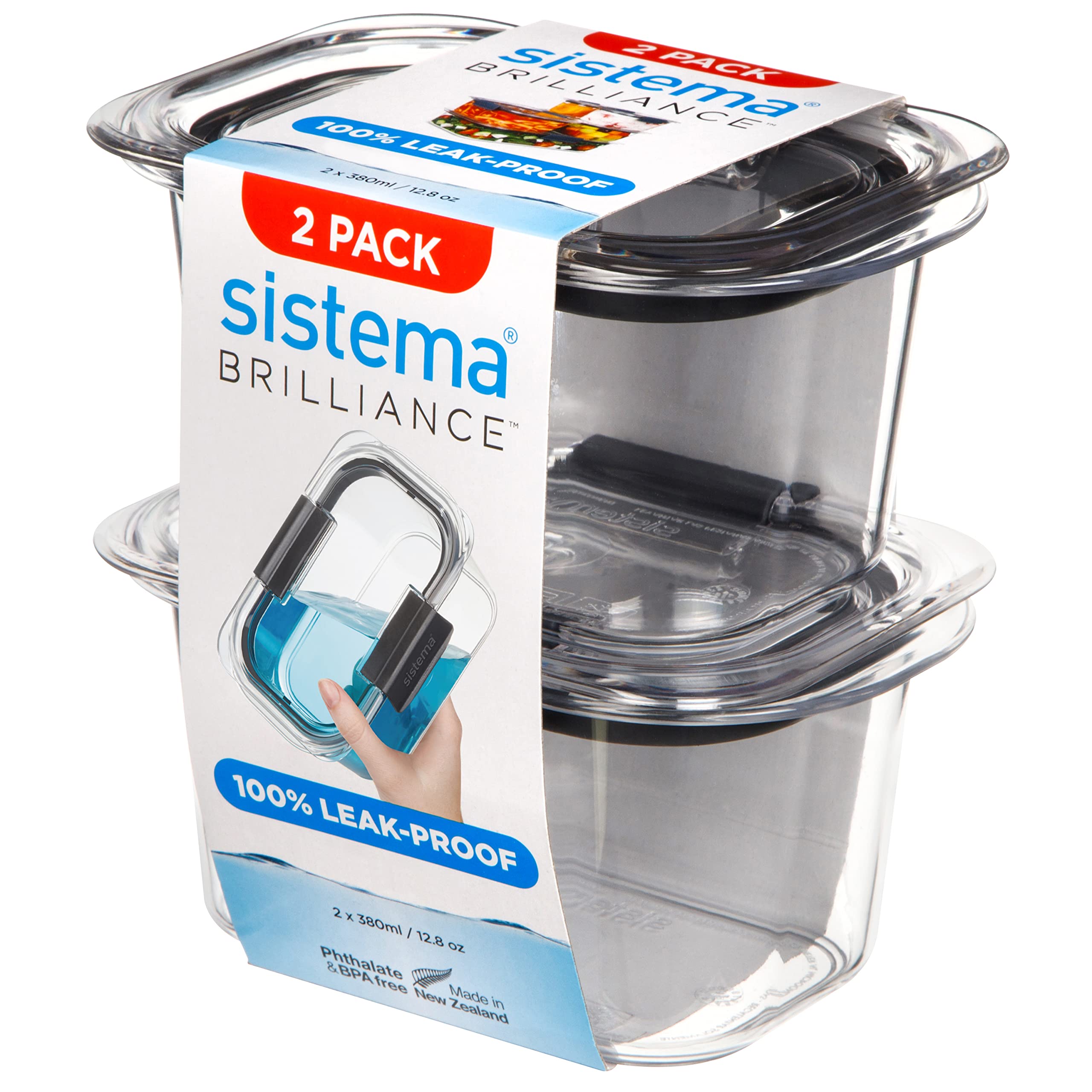 Amazon｜Sistema Brilliance 漏れ防止食品保存容器 | 汚れや臭気防止