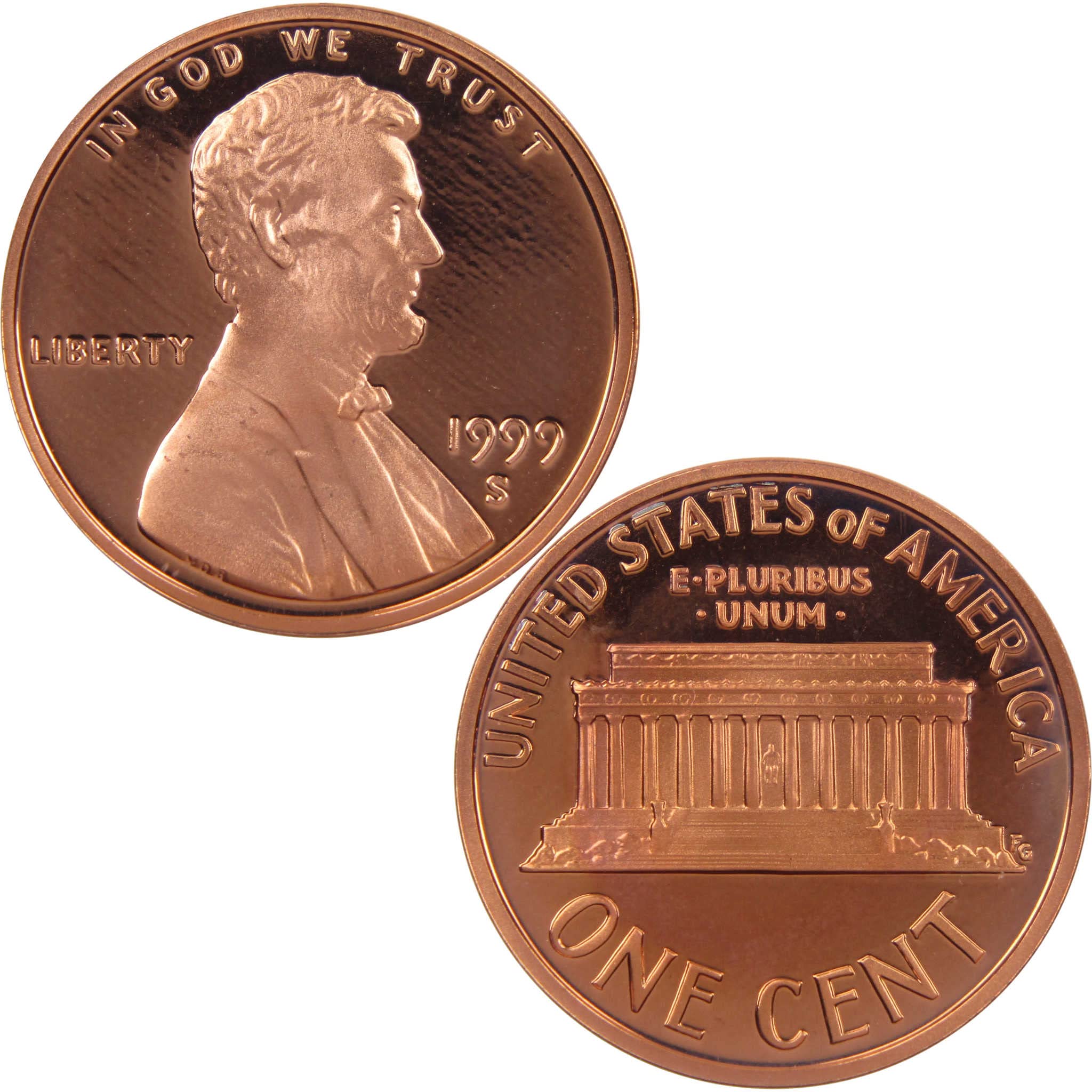 1999 S Lincoln Memorial Cent Choice Proof Penny 1c Coin