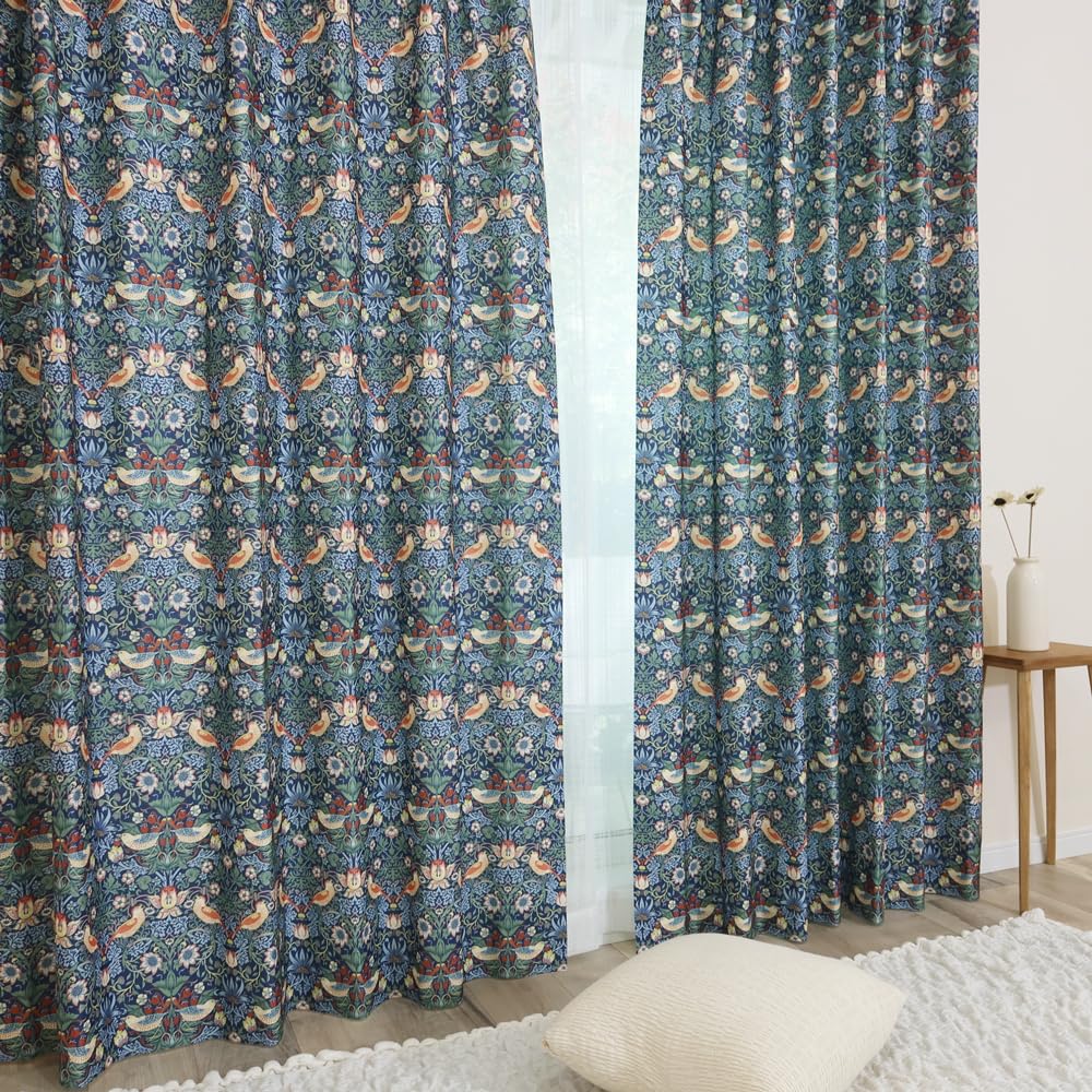 Amazon｜【144サイズ】ウィリアム・モリス 国産防炎カーテン 2枚組