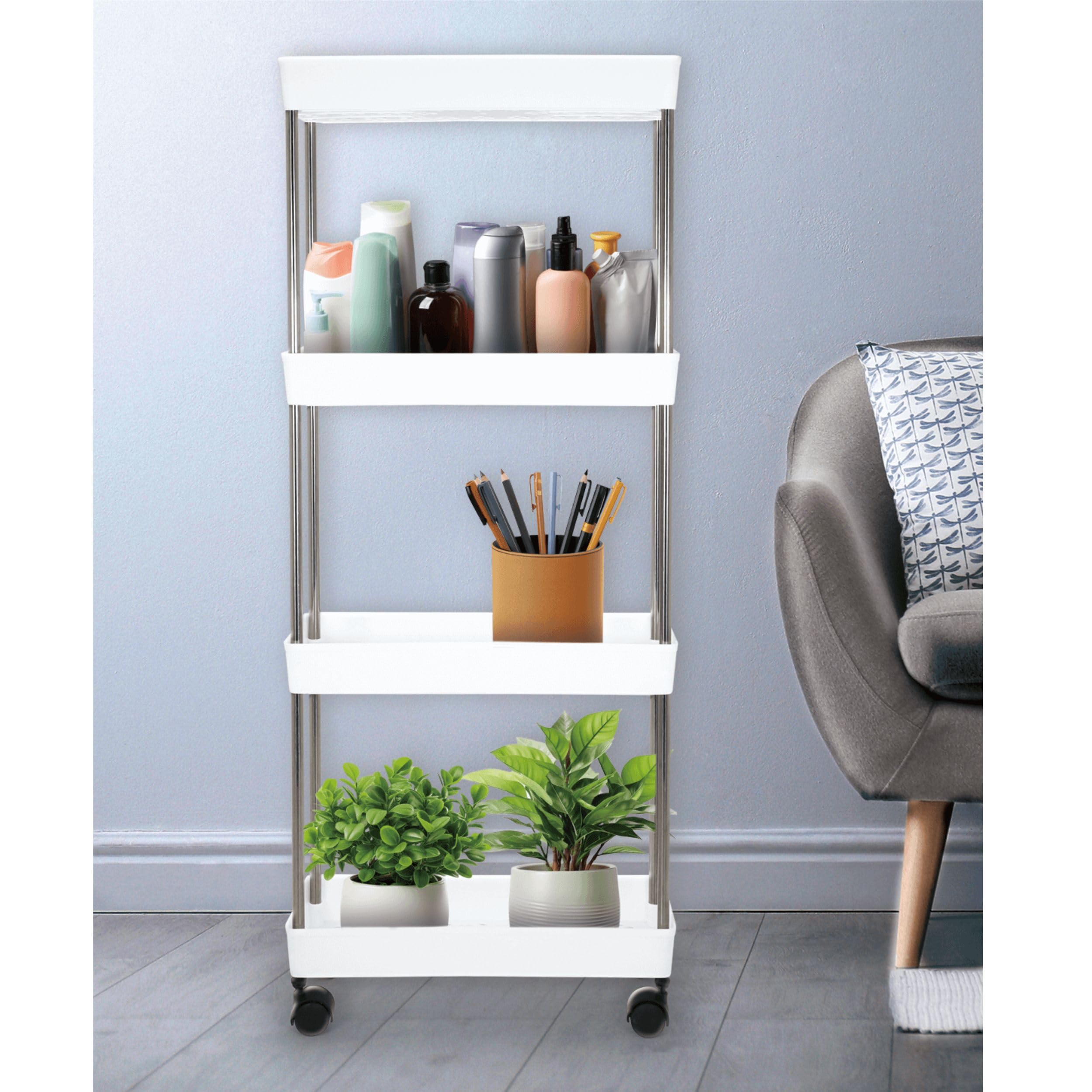 Amazon.co.jp: HAC(ハック) 4段スリムキャスターラック ホワイト 4段