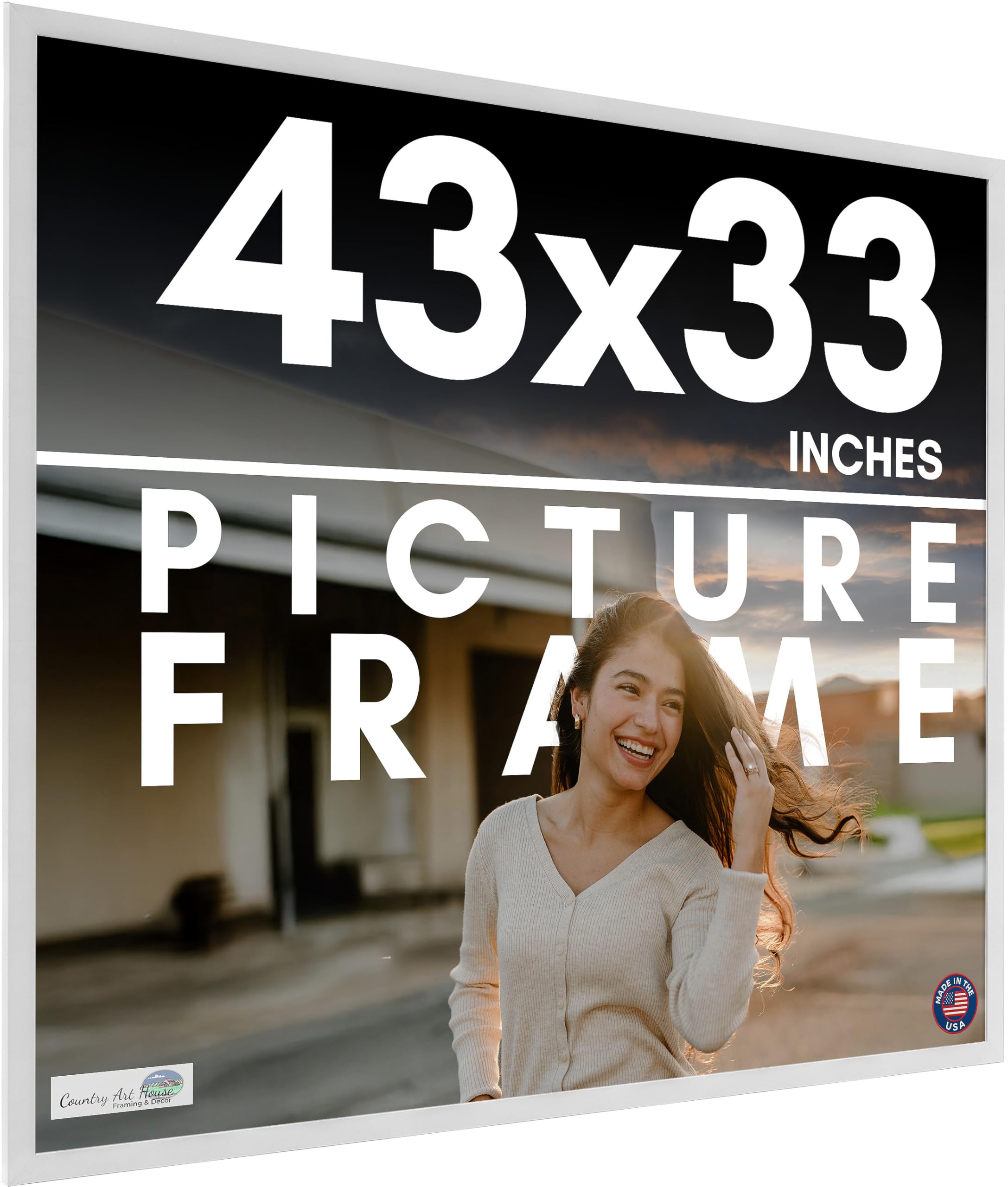 Amazon.co.jp: 43 x 33 フレーム ホワイト 無垢材 フォトフレーム UV