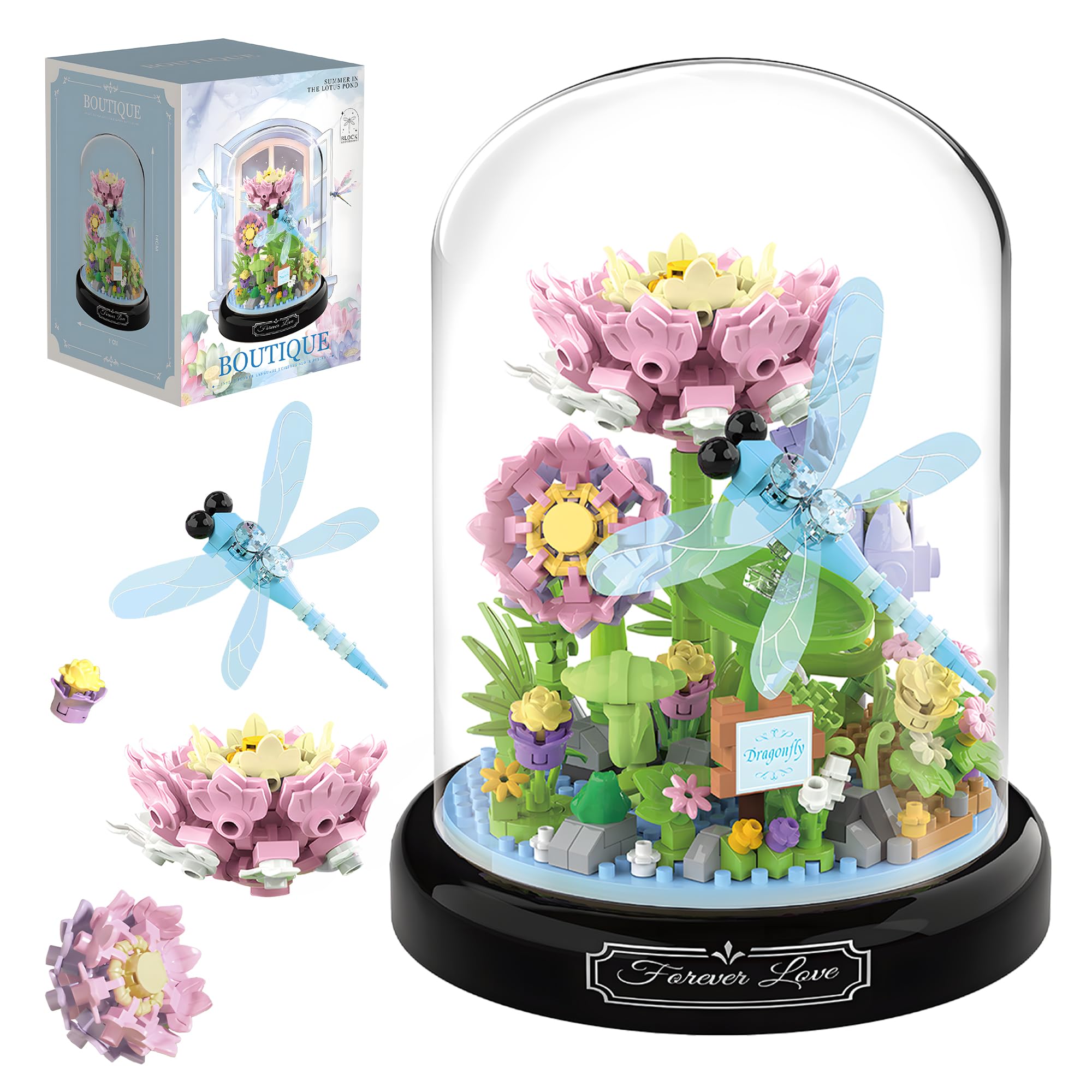 Amazon.com: HI-REEKE Flower Dragonfly Bouquet Building Block Set