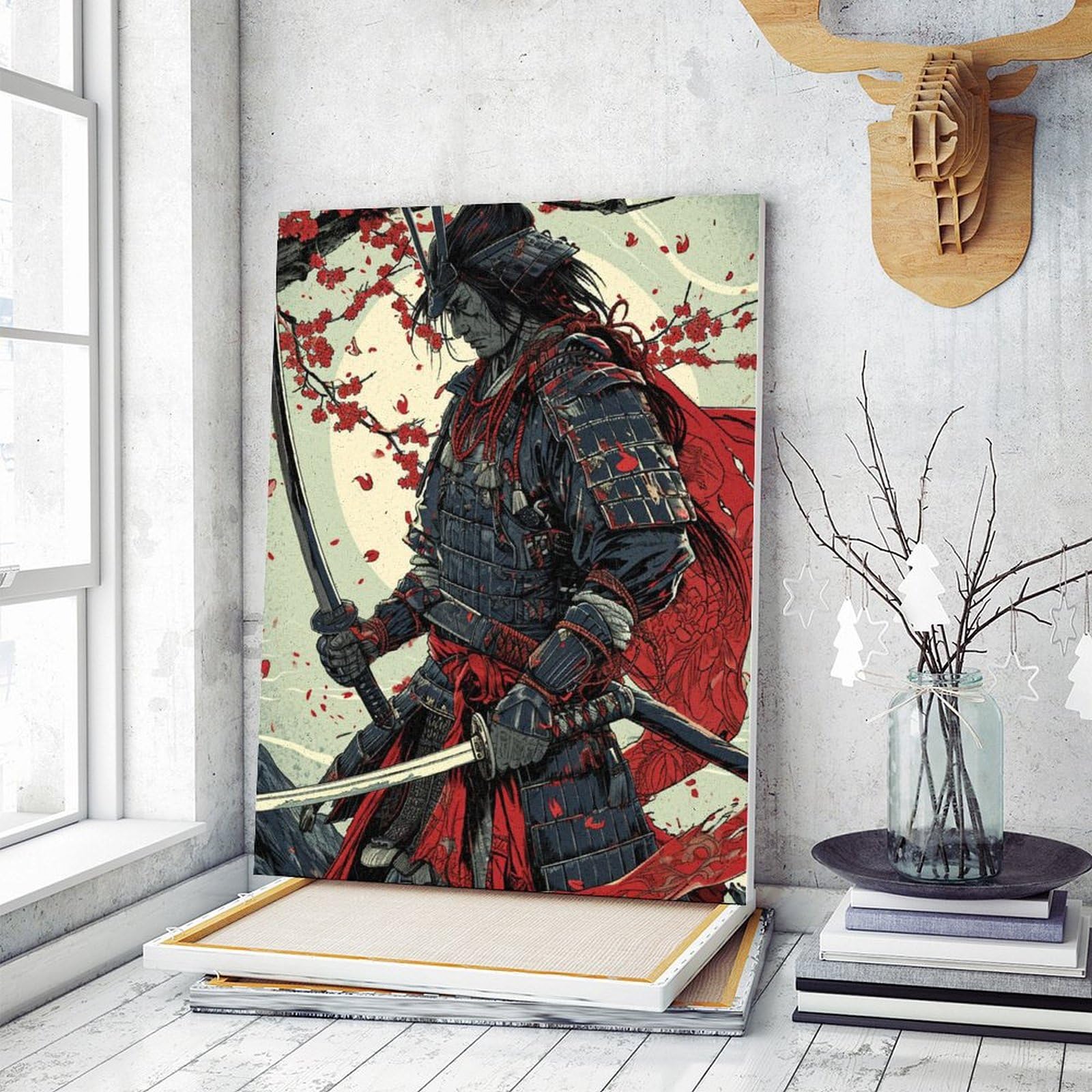 Amazon | 剣を持った日本の武士 数字キットによる絵画 数字油絵 日本の