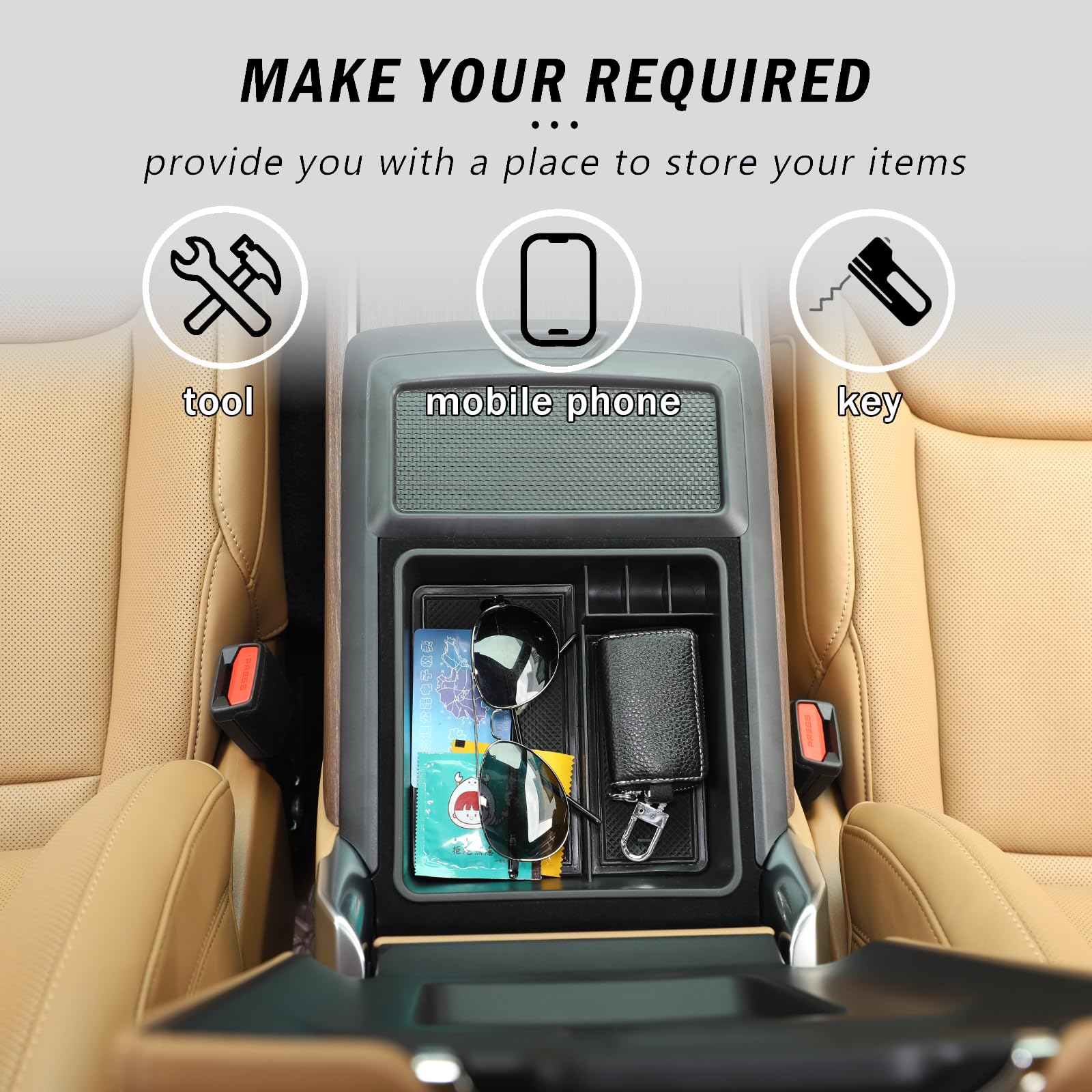 Amazon | HIRUFAIT センターコンソールオーガナイザートレイ