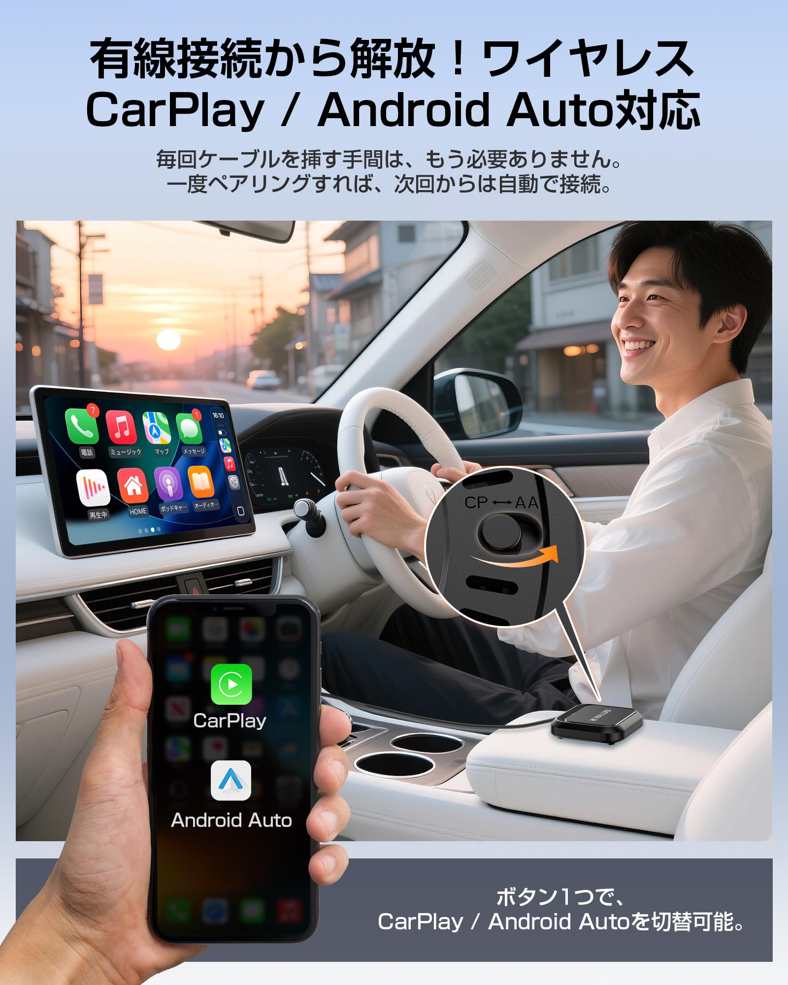 Amazon.co.jp: CarPlay AI Box GETPAIRR CarPlay ワイヤレス&Android