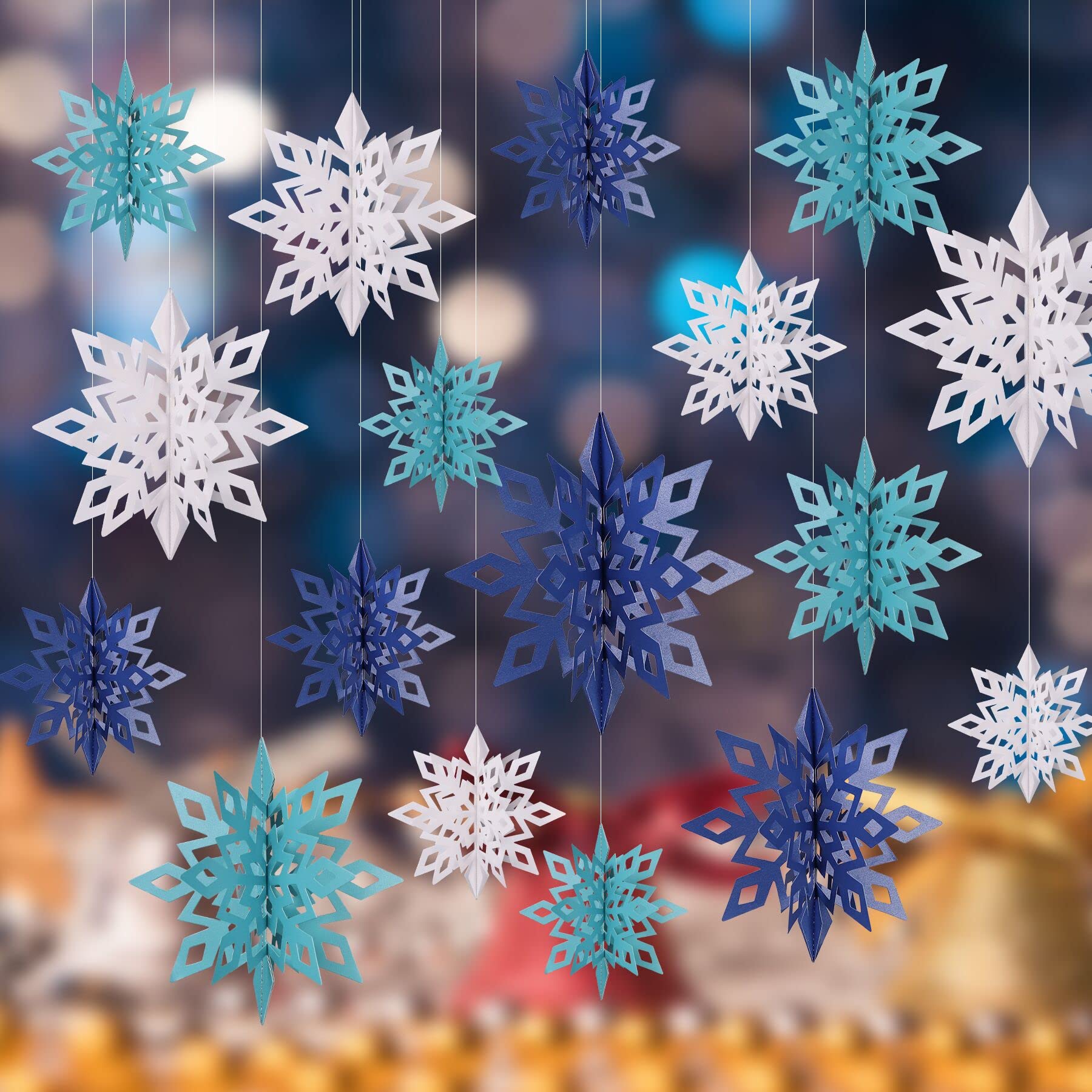 Amazon.co.jp: 12個 冬 アナと雪の女王 クリスマス 3D 吊り下げ 雪の