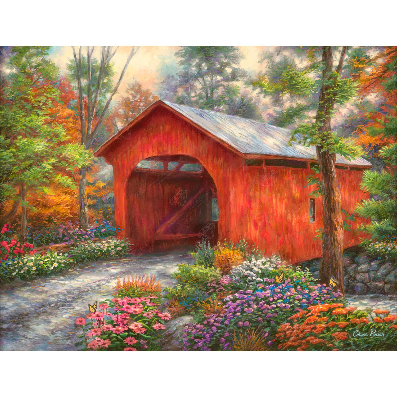 Amazon.com: DIAMOND ART CLUB Red Covered Bridge Diamond Painting