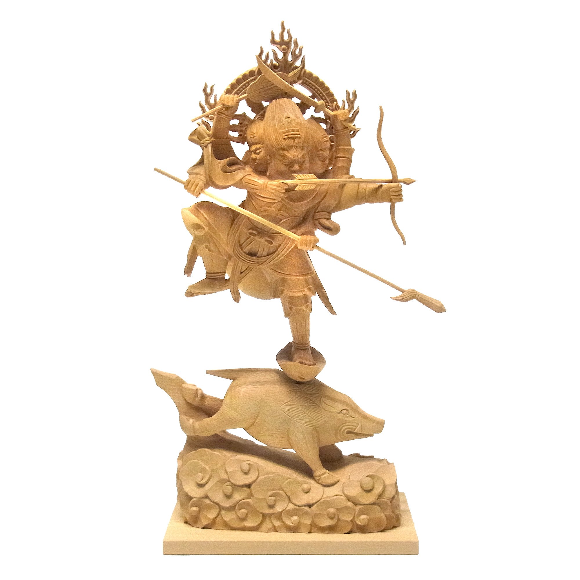 Amazon | 柘植製 摩利支天 28cm 木彫り 仏像 | Ryusho | 仏像