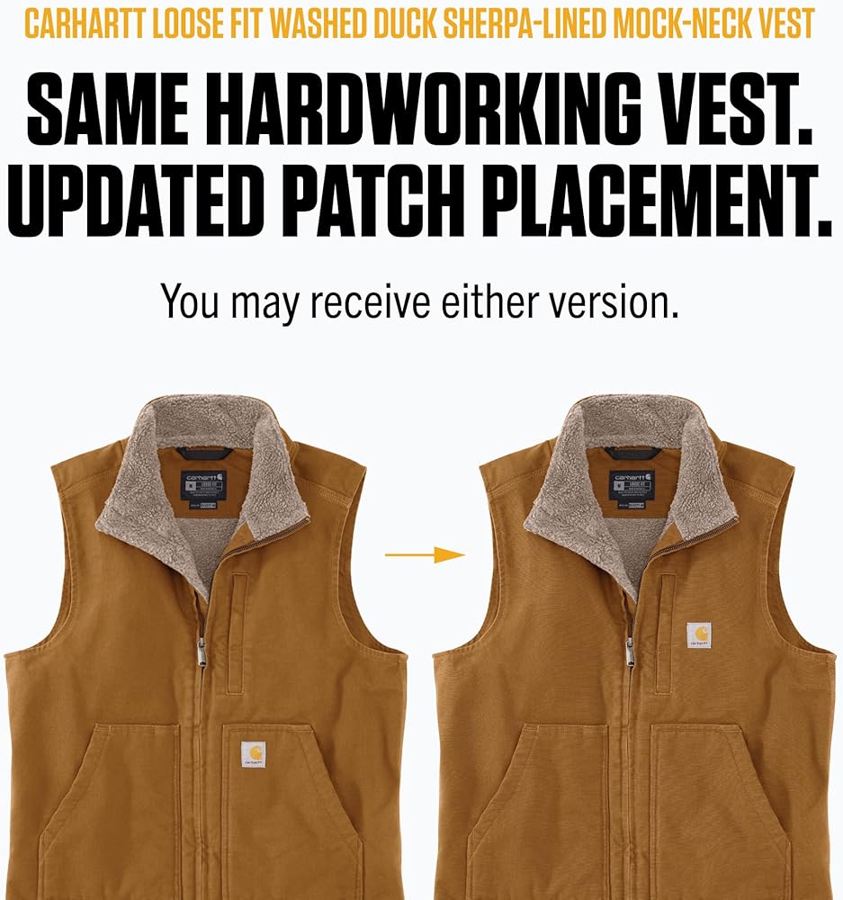 Amazon | Carhartt Men's 104277 Washed Duck Mock Neck Vest - Sherpa
