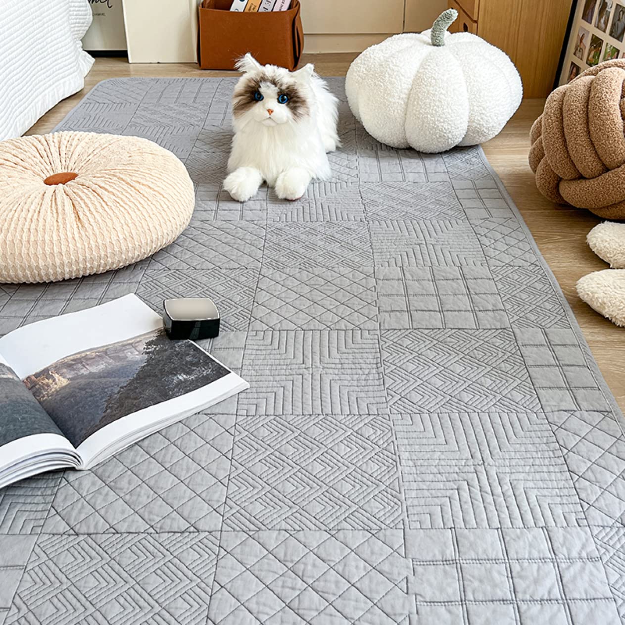 Amazon｜[XLOYP] 北欧 キルティングマット 110*110cm 花柄 ラグ プレイ