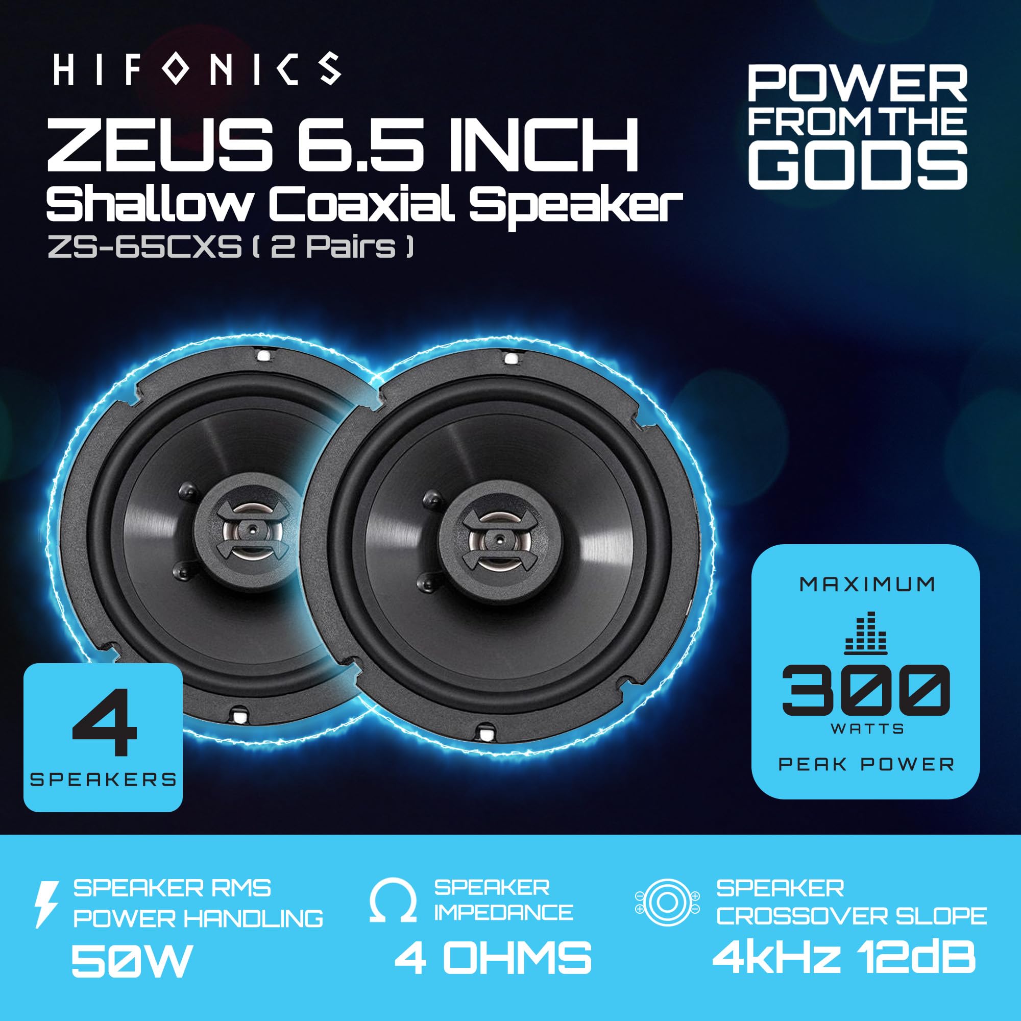 Amazon.com: Hifonics 2 Pack Zeus ZS65CXS 6.5 Inch 3-Way Shallow