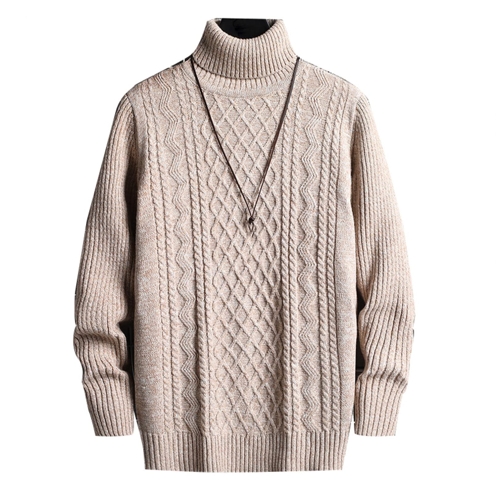 Amazon.co.jp: QTZTZ 黒タートルネックセーターメンズニット厚手の起毛