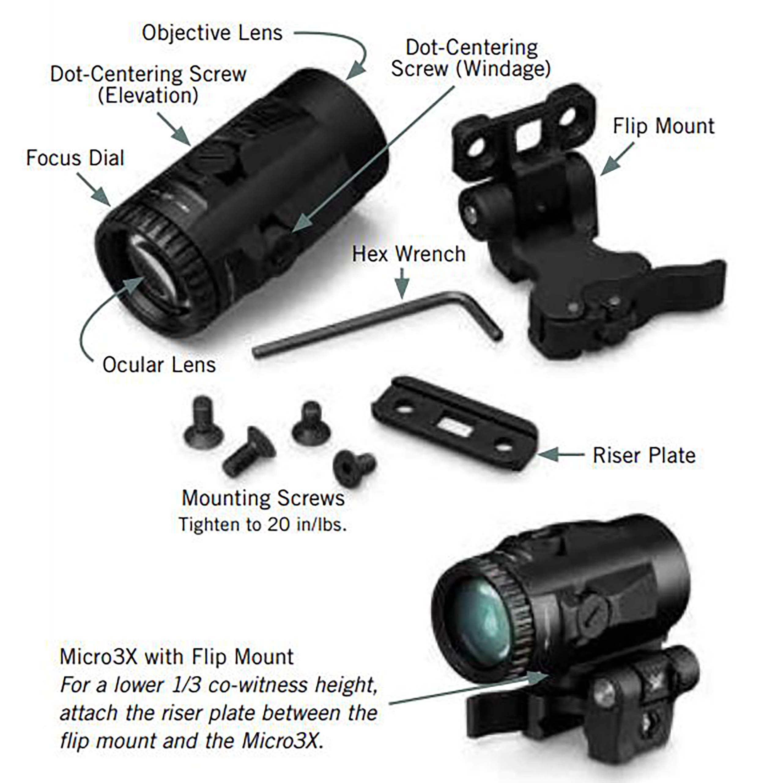 Vortex Micro 3X Magnifier V3xm Schwarz : Amazon.it: Sport e tempo