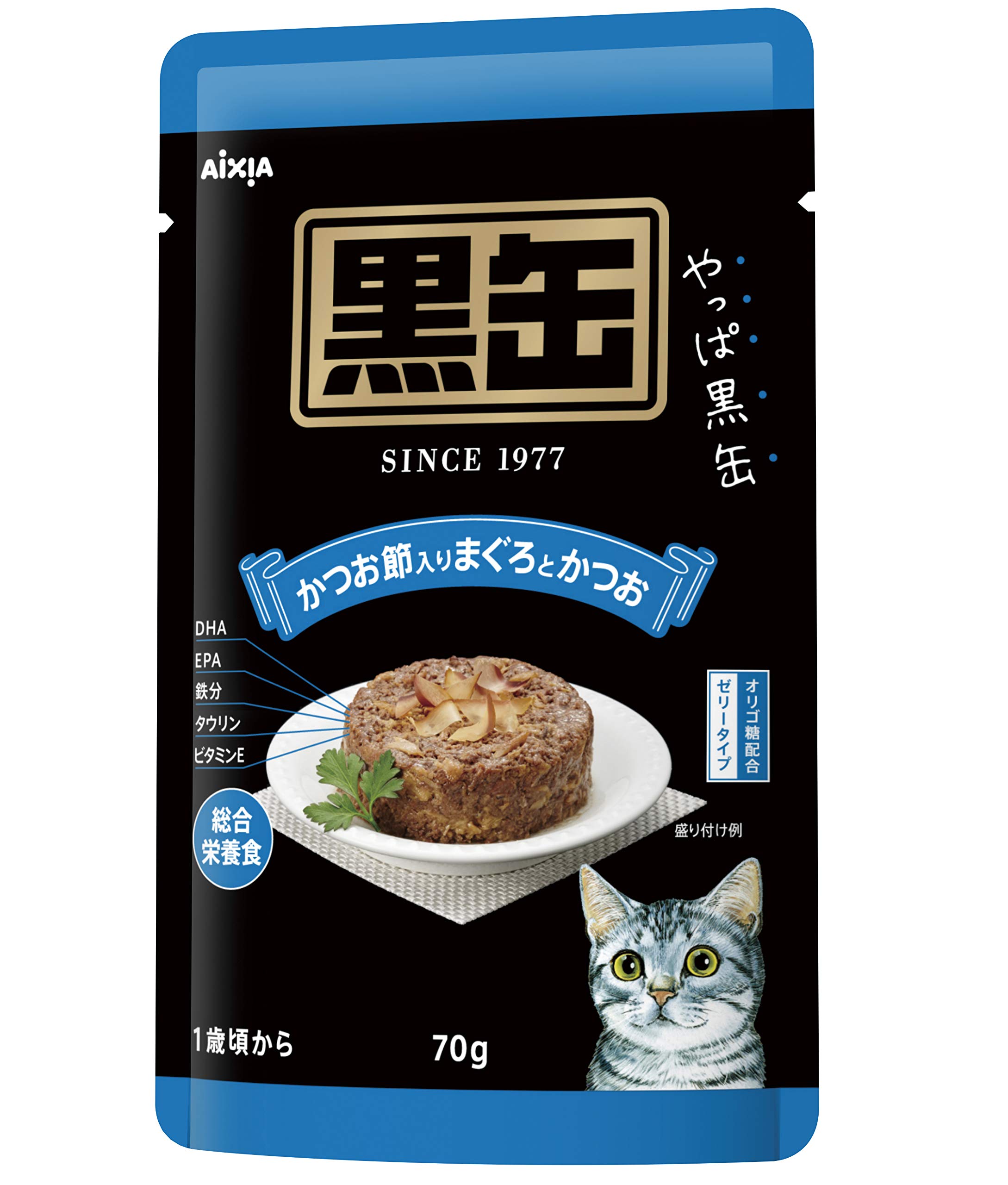Amazon.co.jp: 黒缶 パウチ かつお節入りまぐろとかつお 70g×12袋入り