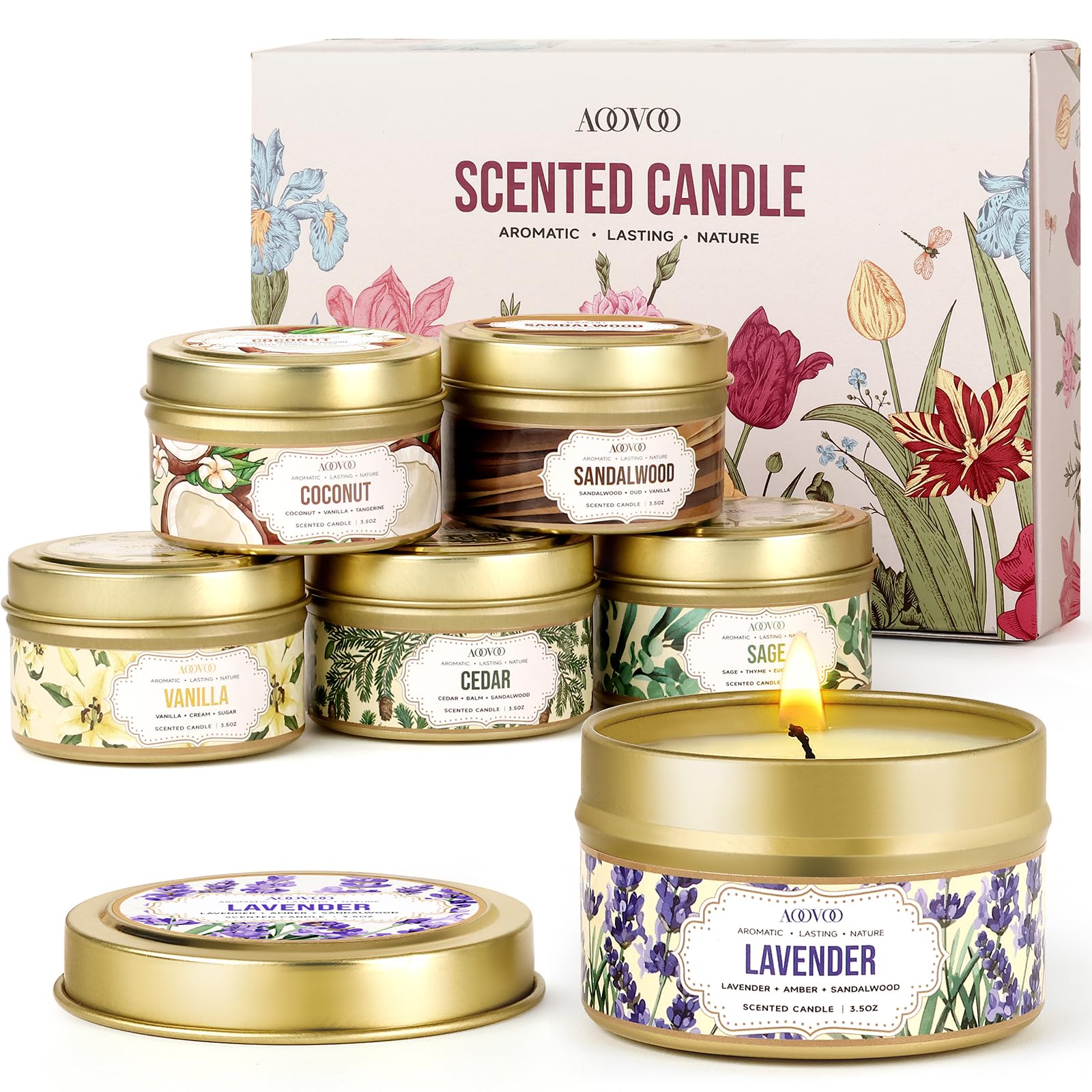 Amazon.co.jp: AOOVOO キャンドルセット - 香り付きキャンドル6個