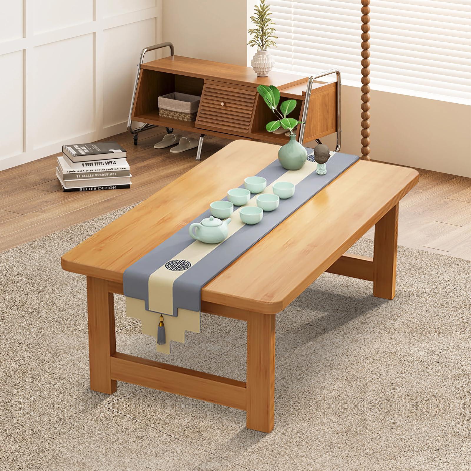Amazon.com: robwibw Japanese Floor Sitting Table, Folding Wood Tea