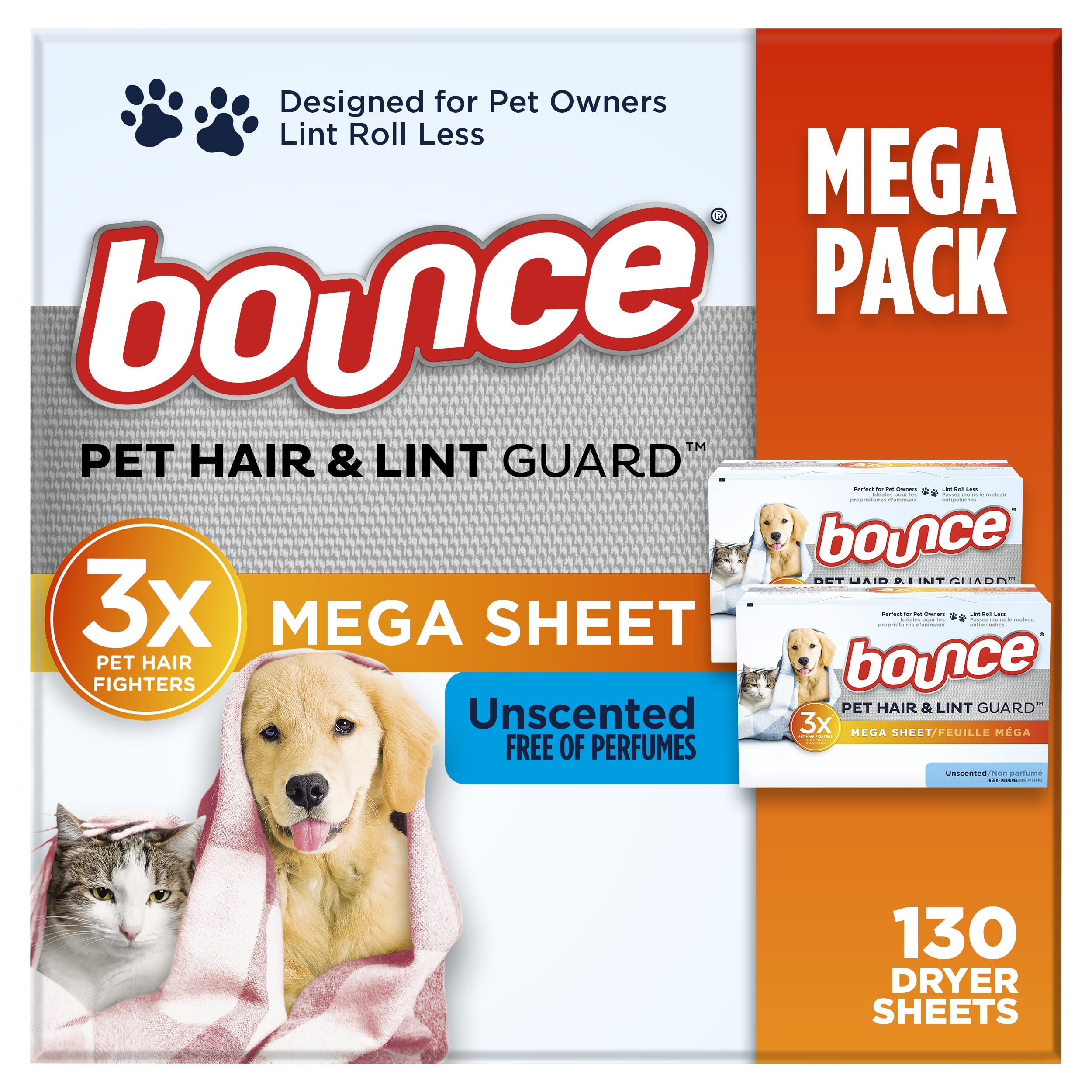 Amazon.com: Bounce Pet Hair and Lint Guard Mega Dryer Sheets with