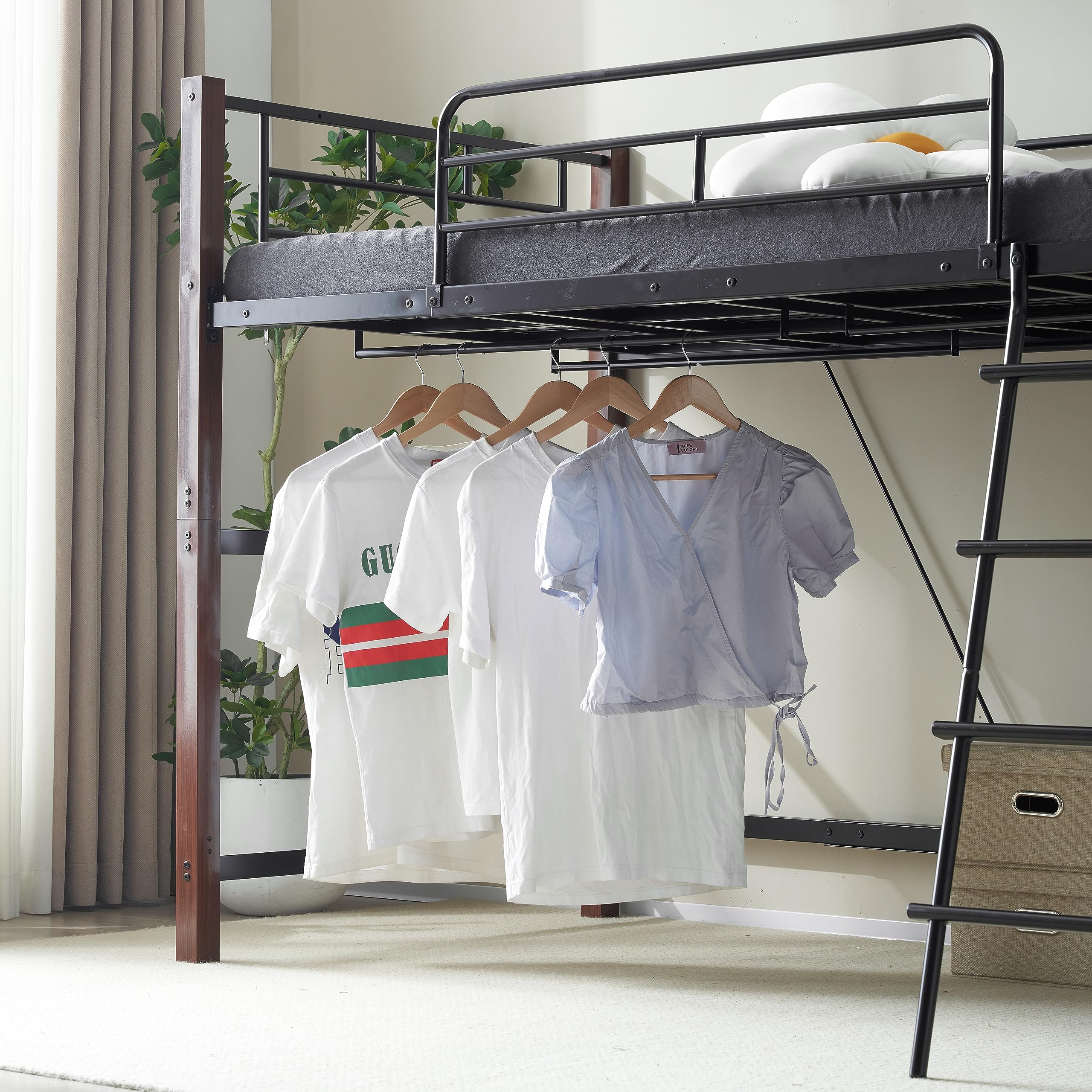 Amazon｜ロフトベッド パイプベッド シングル 耐荷重150kg 高さ140cm