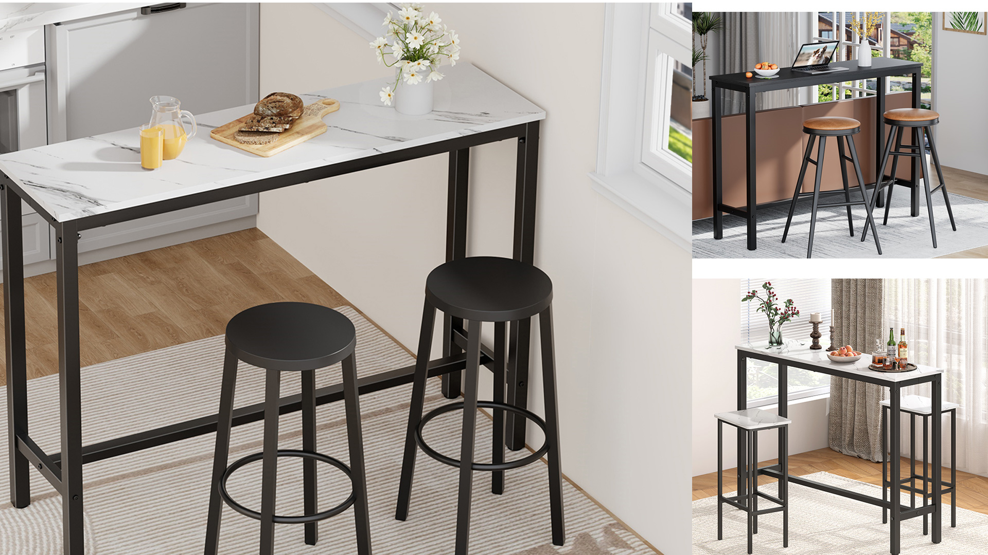 Amazon｜Stujhkl カウンターテーブル ハイテーブル 高さ160cm お洒落