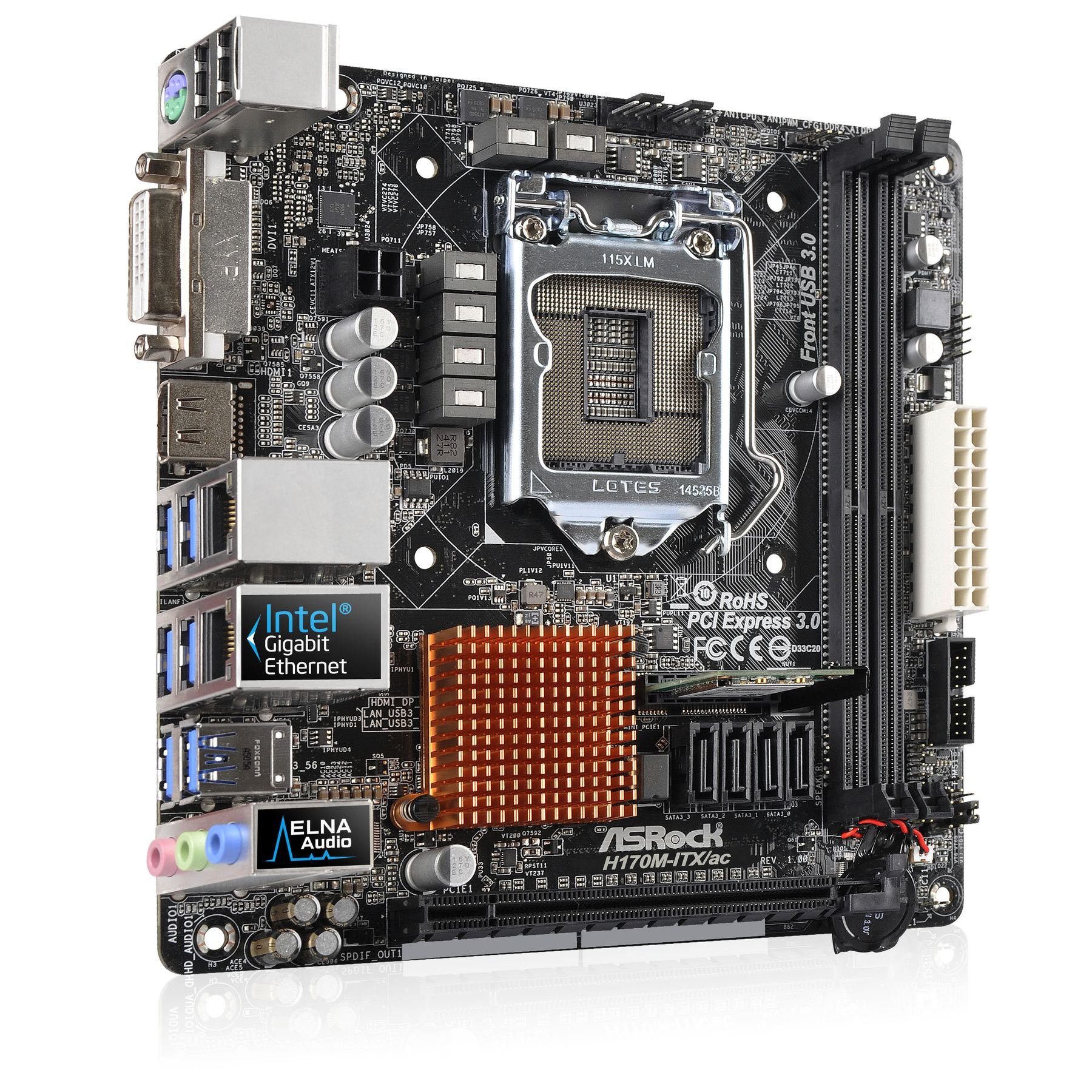 Amazon | ASRock H170M-ITX/ac MiniITXマザーボード MB3490 H170M-ITX