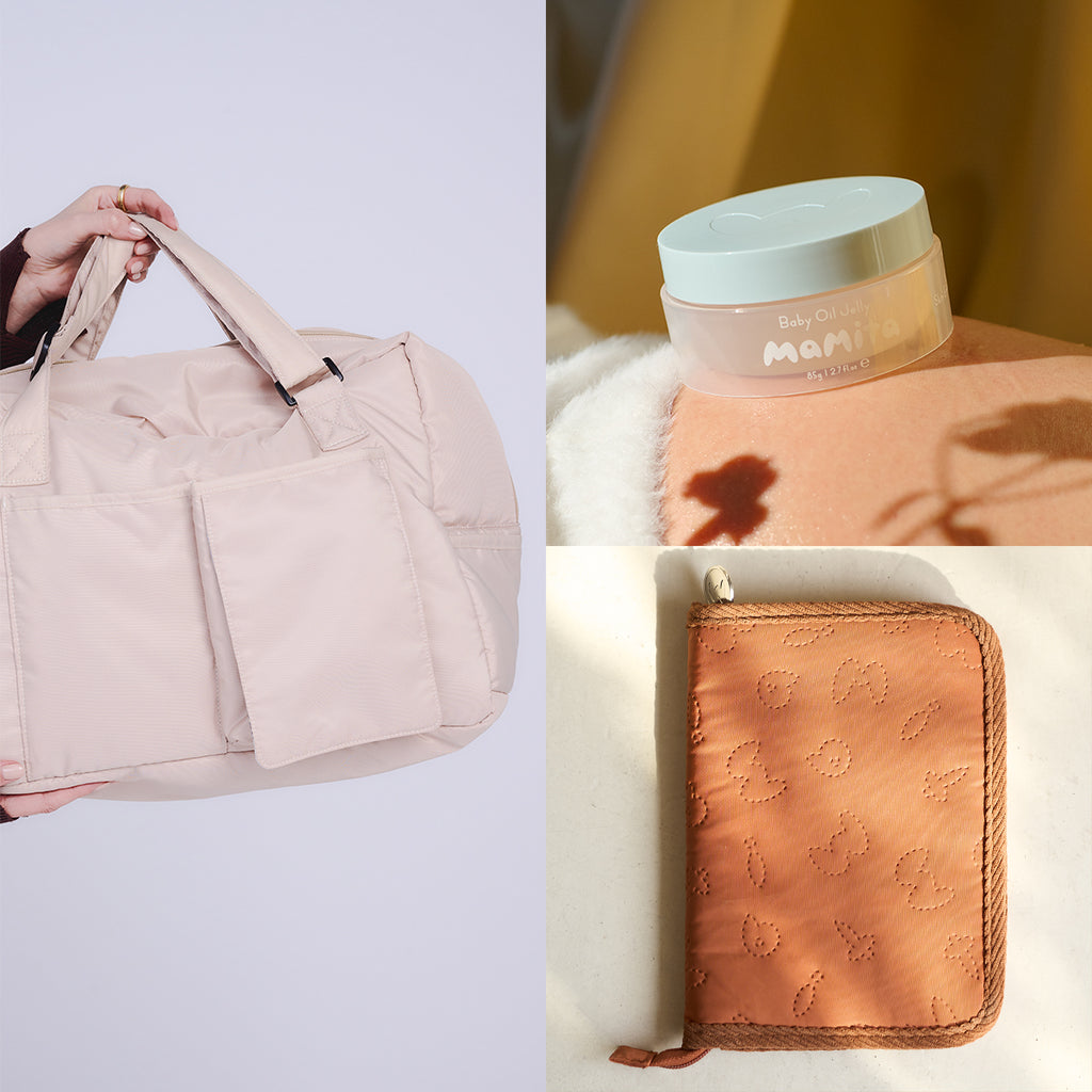 SET 01】mamita マザーズバッグ セット - クリームベージュ & タータン