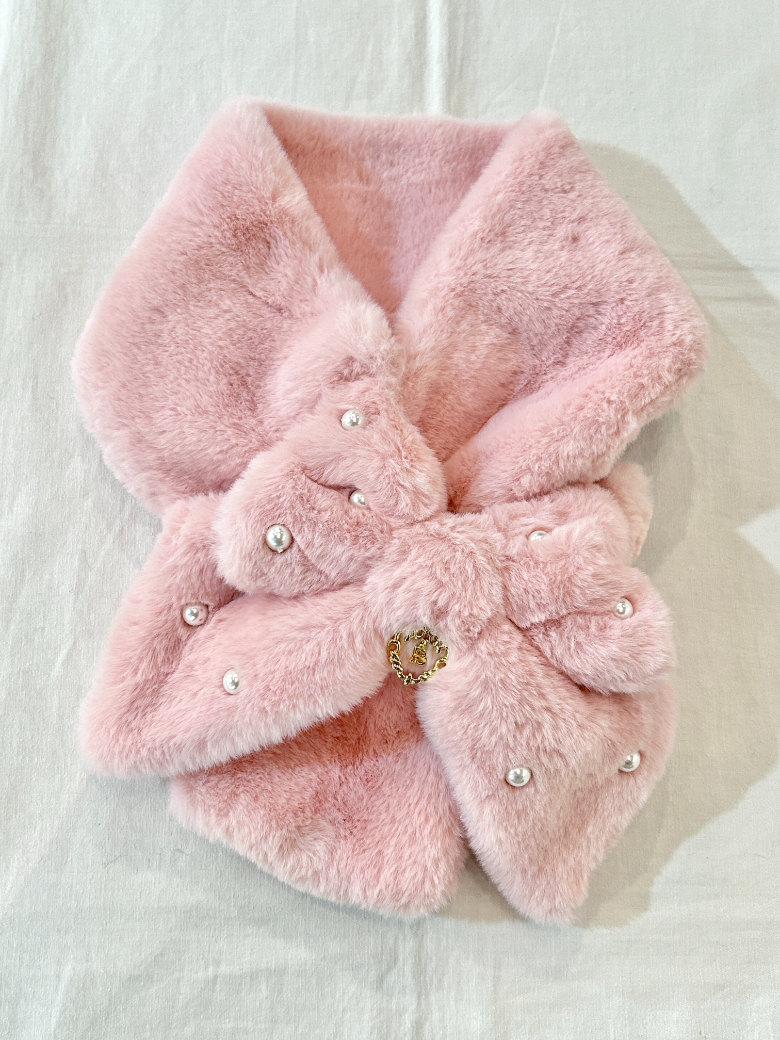 BABY,THE STARS SHINE BRIGHT リボンとパールのファーマフラー