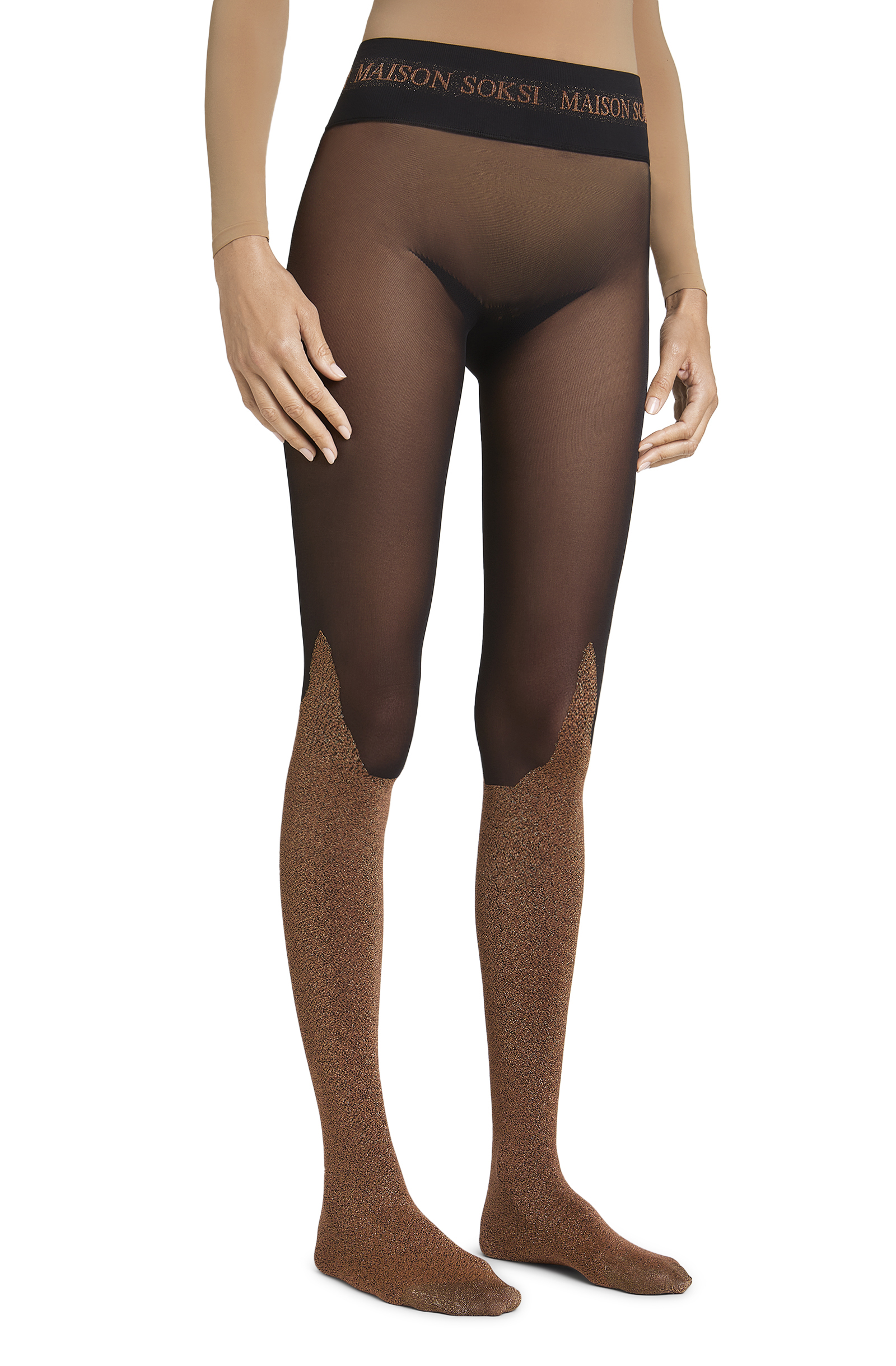 Omen – Gold, Black Tights | Maison Soksi