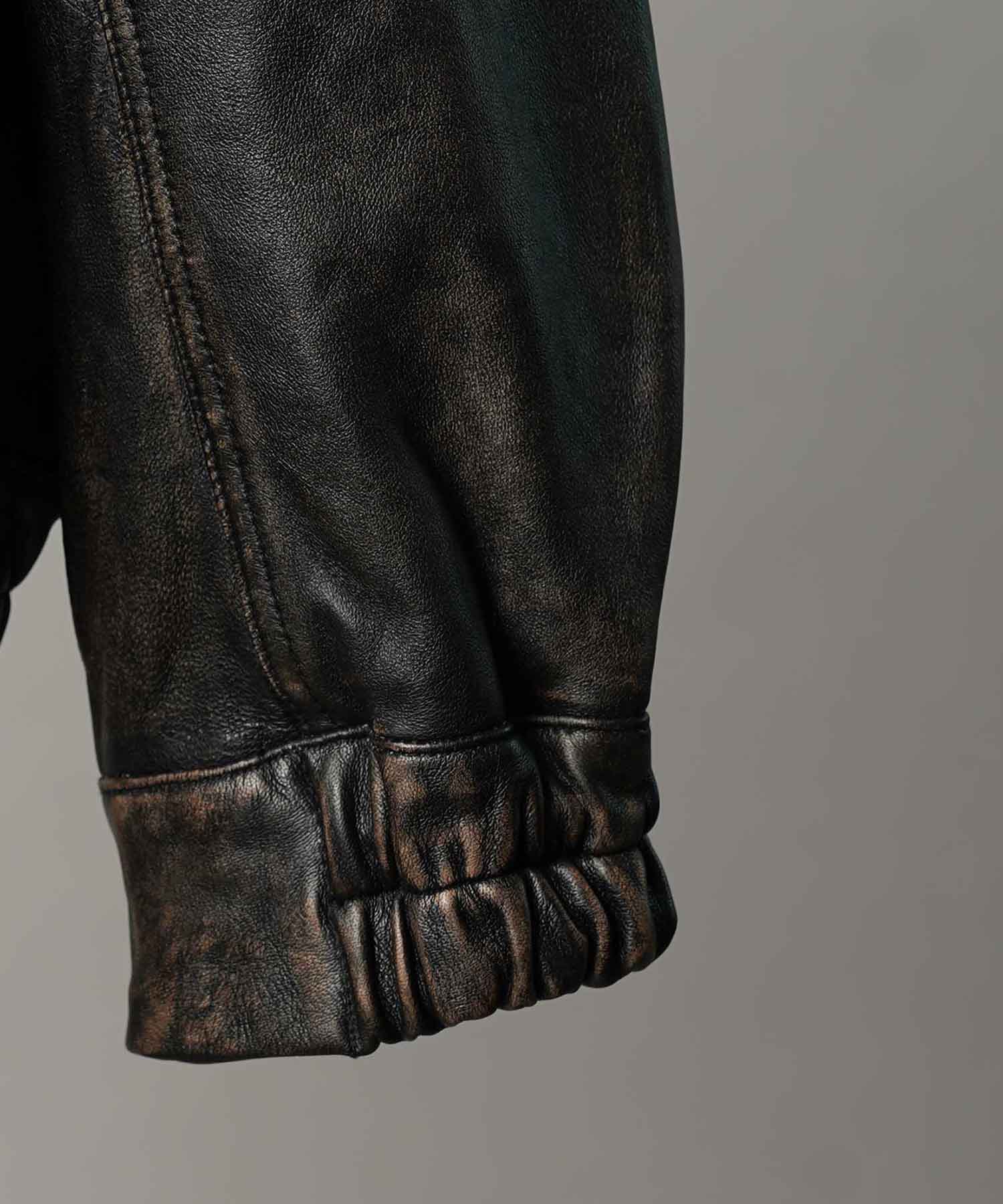 Sheep Leather Single Collard Blouson