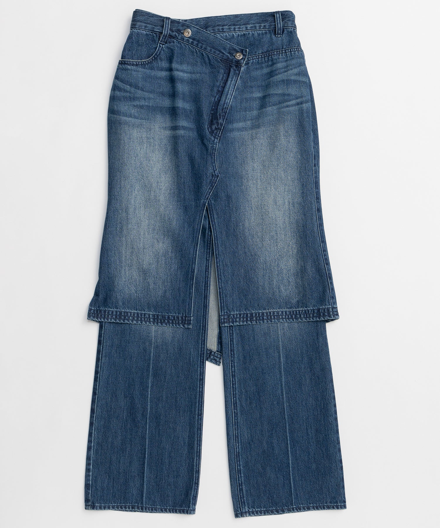 Layered Skirt Denim Pants