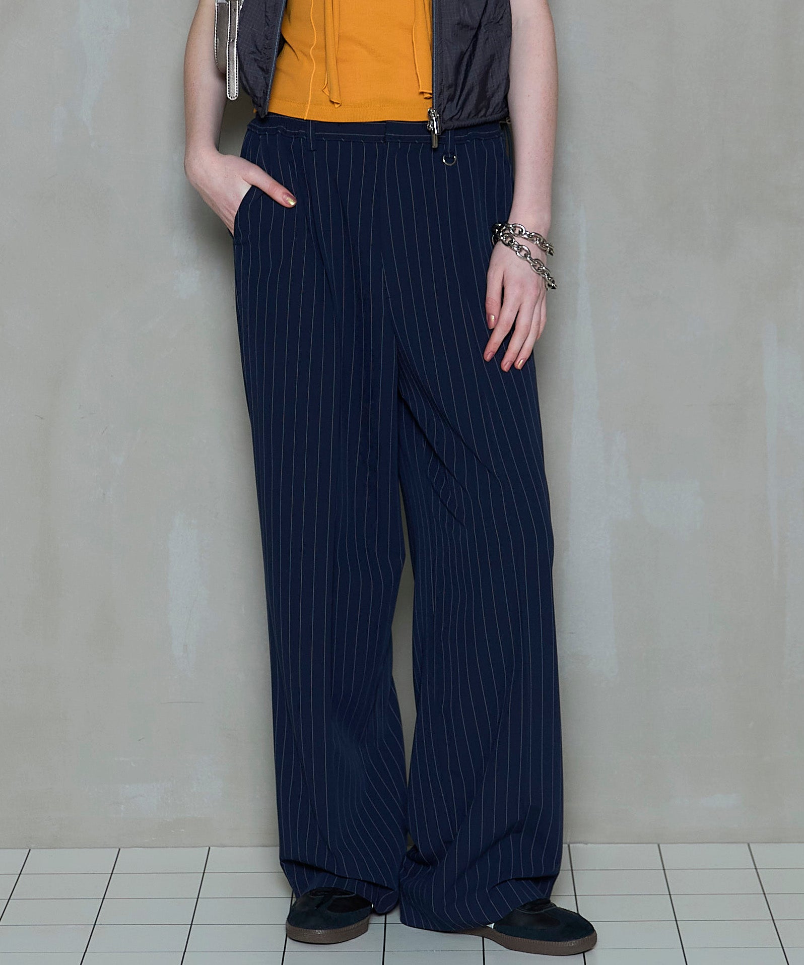 SALE】Pinstripe Wide Easy Pants