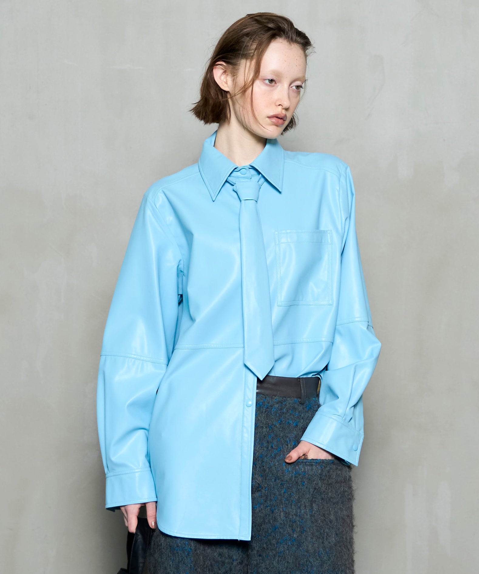 Vegan Leather Tie Shirt